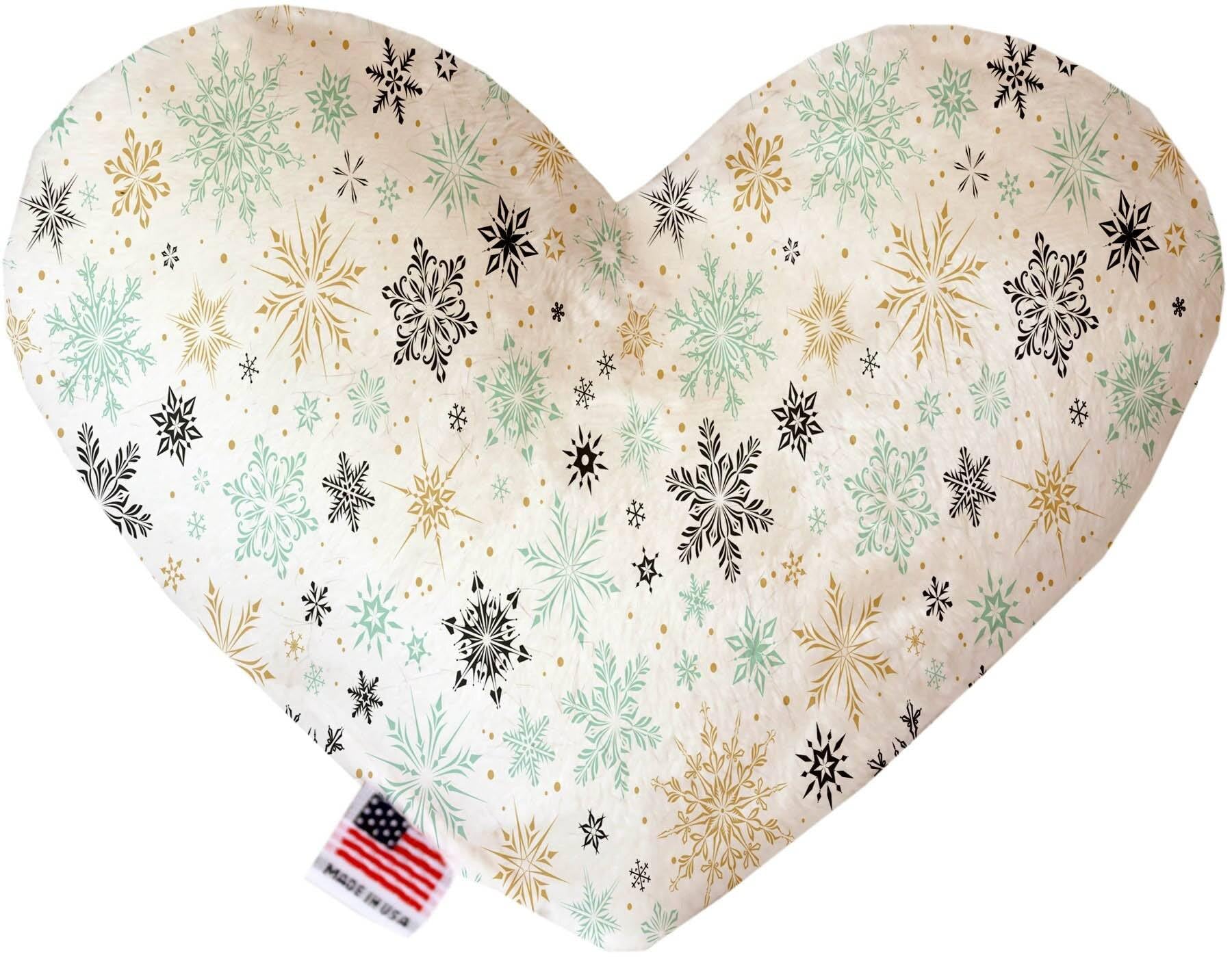 Pet and Dog Plush Heart or Bone Toy, &quot;Winter Wonderland Group&quot; (Available in different sizes, and 10 different patterns!) Smiley Snowflakes 6&quot; Plush Bone