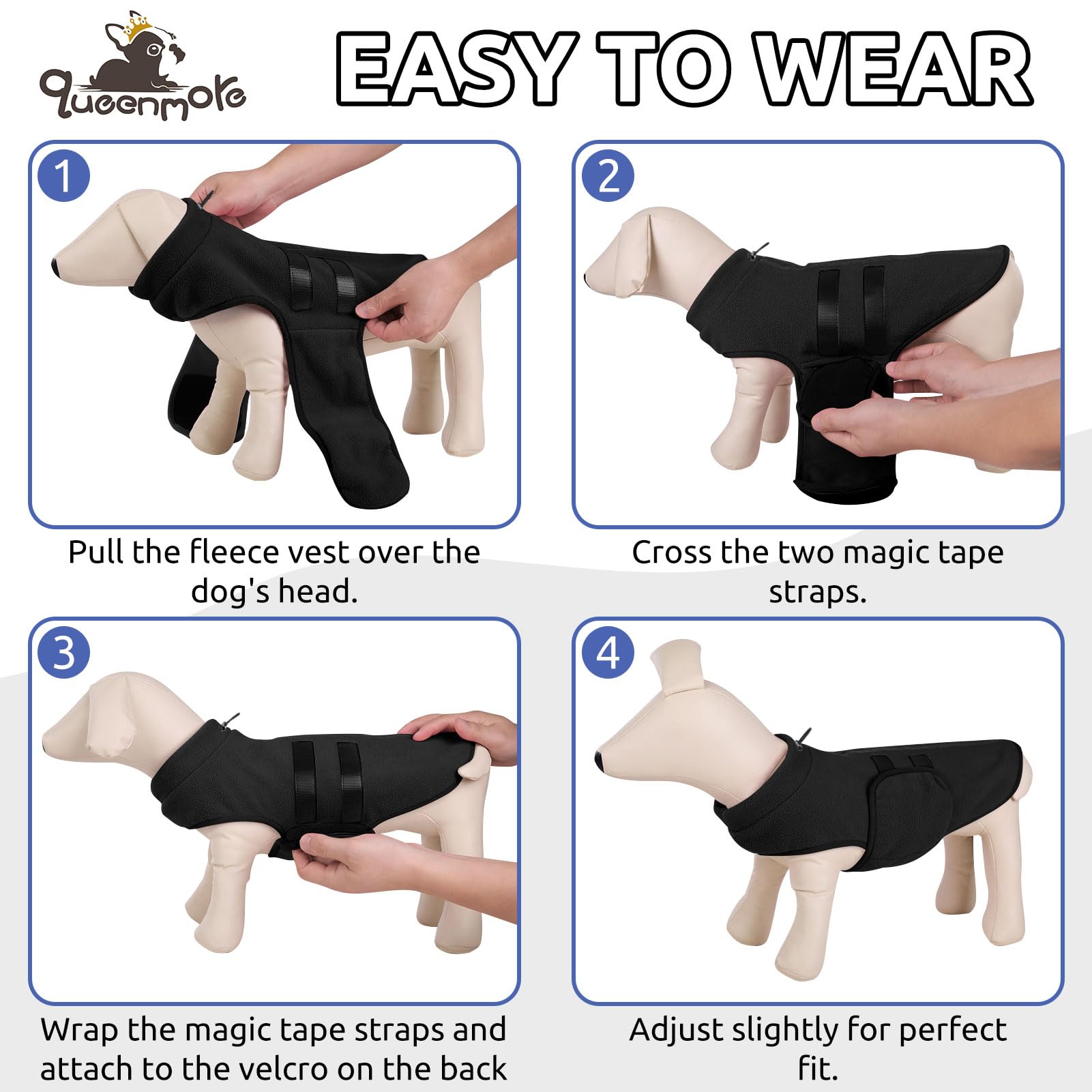 Queenmore Xxs Dog Sweaters, Soft Fleece Vest Pullover Dog Jacket With Leash Hole, Warm Winter Dog Clothes Cold Weather Doggy Dac