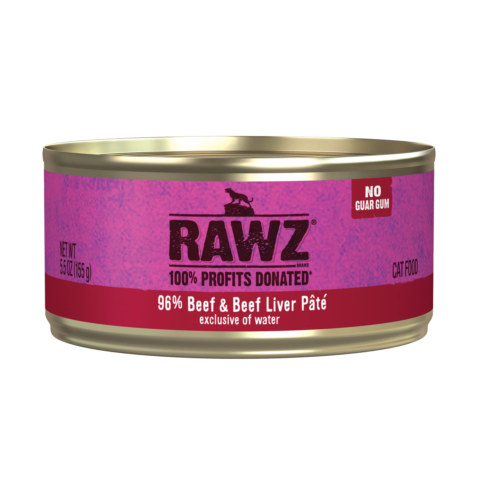 Rawz Natural Premium Pate Canned Cat Wet Food - Made with Real Meat Ingredients No BPA or Gums - 5.5oz Cans 24 Count (Beef & Bee