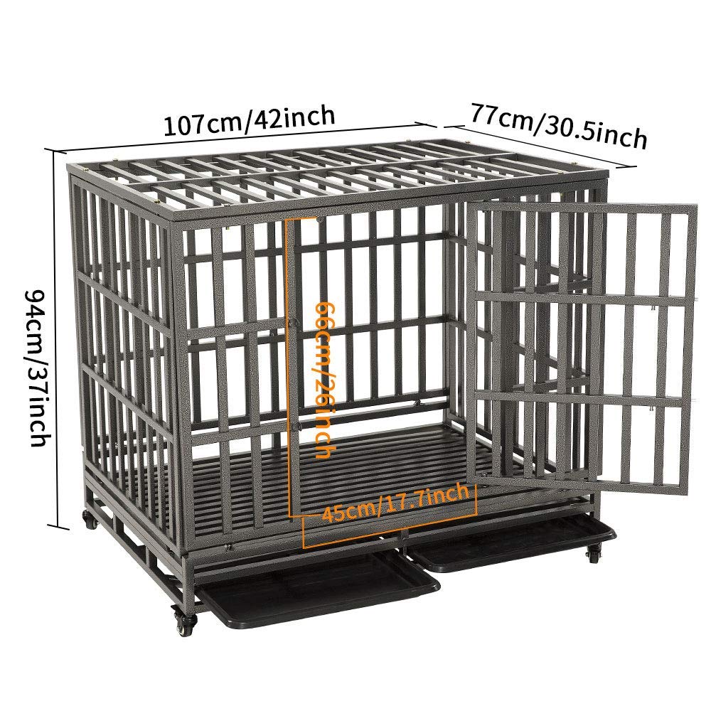 Luckup Empire Heavy Duty Dog Cage Metal Kennel And Crate For Medium And Large Dogs, Pet Playpen With Four Wheels, Easy To Instal