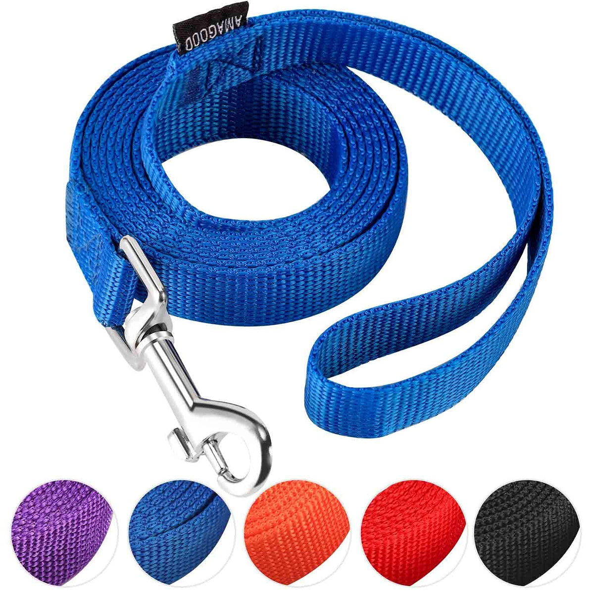 Amagood 6 Ft Puppy/Dog Leash, Strong And Durable Traditional Style Leash With Easy To Use Collar Hook,Dog Lead Great For Small And Medium And Large Dog (3/4 In X 6 Ft(Pack Of 1), Blue)