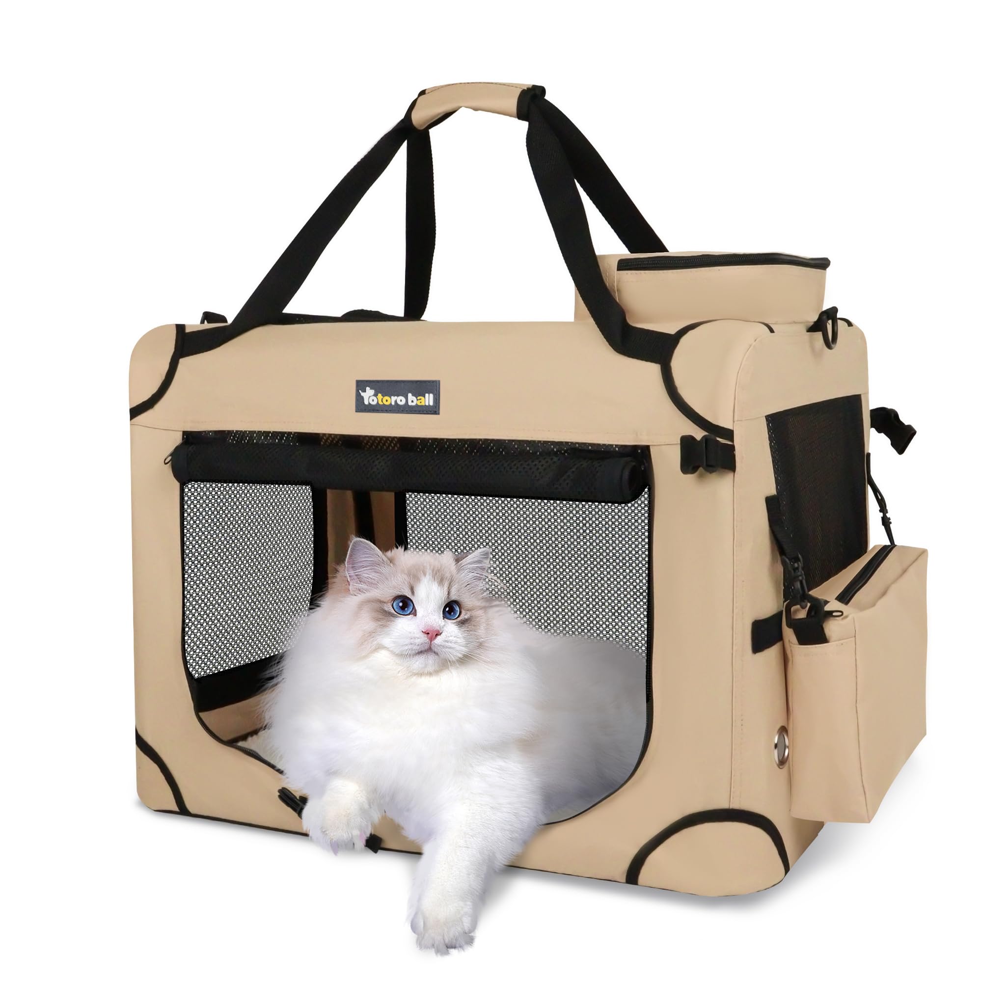 Totoro Ball Large Cat Carrier For Cats Collapsible Soft Pet Xl Crate For Large/Medium Cats 15Lbs+ Car Travel Portable Bag With W