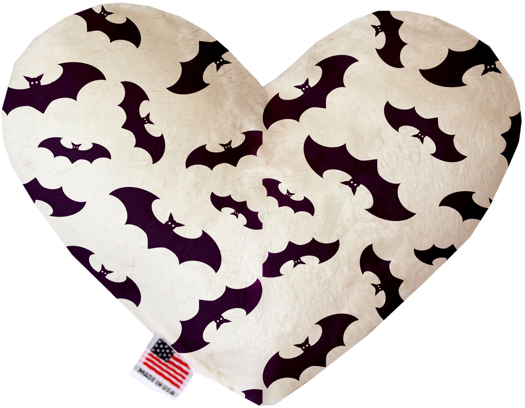 Halloween Pet & Dog Plush Heart or Bone Toy, &quot;Trick-Or-Treat Group&quot; (Available in different sizes, and 10 different patterns!) Purple Bats 8&quot; Plush Heart