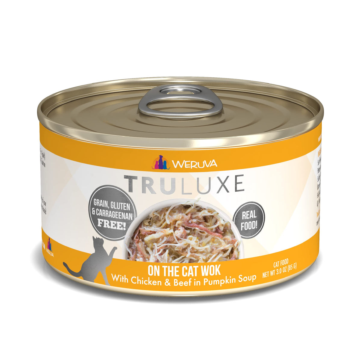 Weruva Truluxe Cat Food, On The Cat Wok With Chicken Breast & Beef In Pumpkin Soup, 3Oz Can (Pack Of 24)