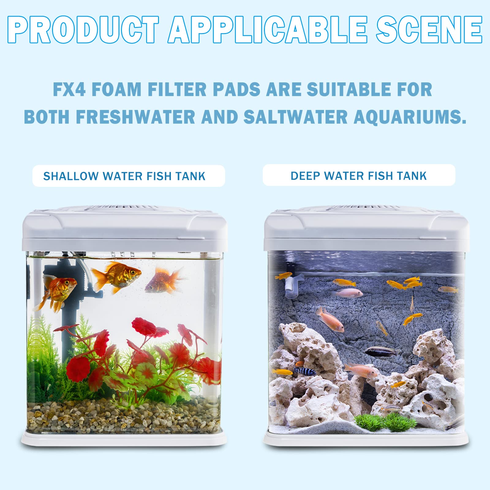 Fx4 Foam Filter Pads Replacement Compatible With Fluval Fx5 Fx6 Canister Filter, Aquarium Bio Sponge Foam Filter Pads (Black)