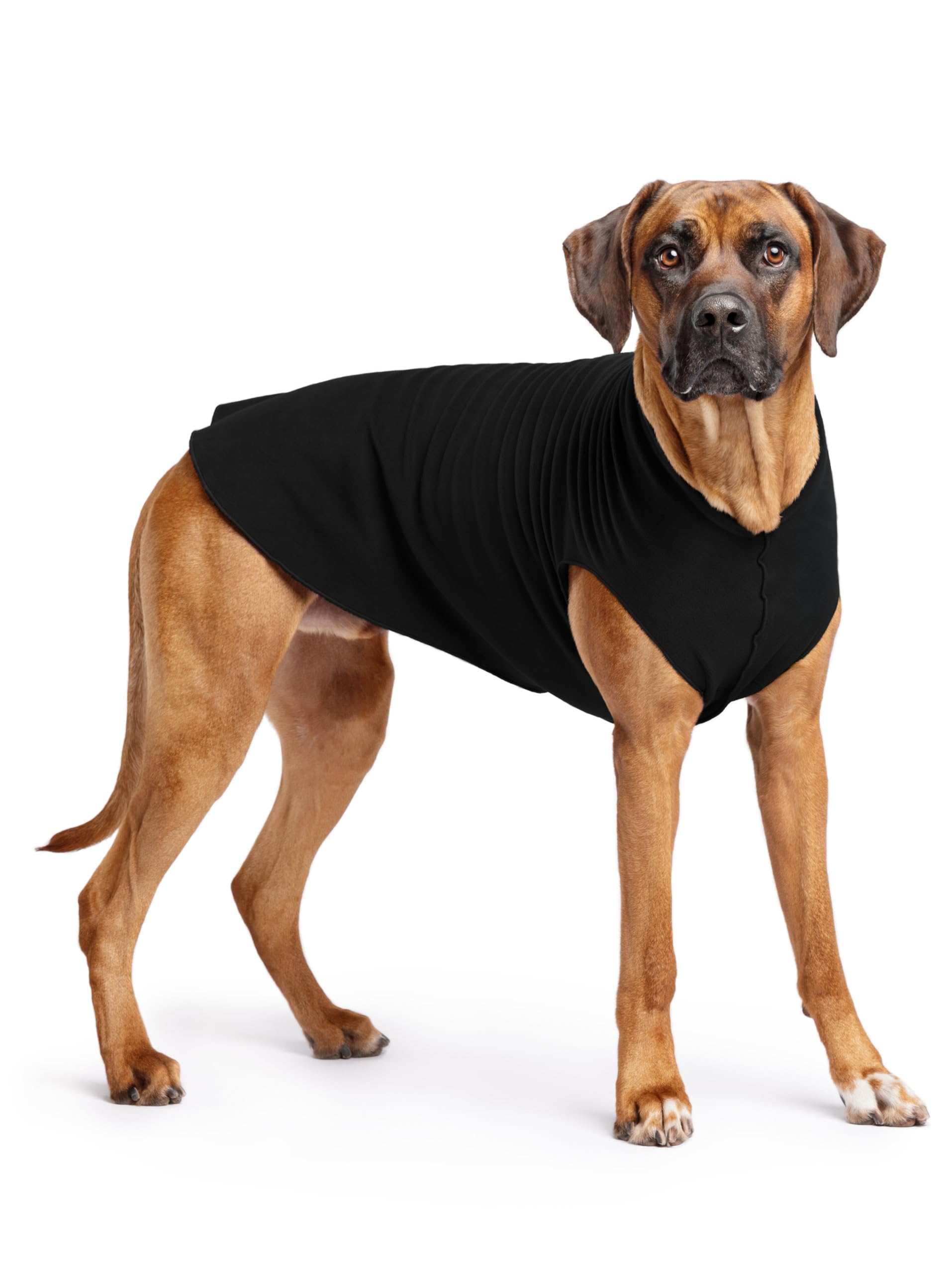 Gold Paw Stretch Fleece Dog Coat, Stretchy Pet Sweater, Machine Washable Pullover For Winter And Fall, Black, 26