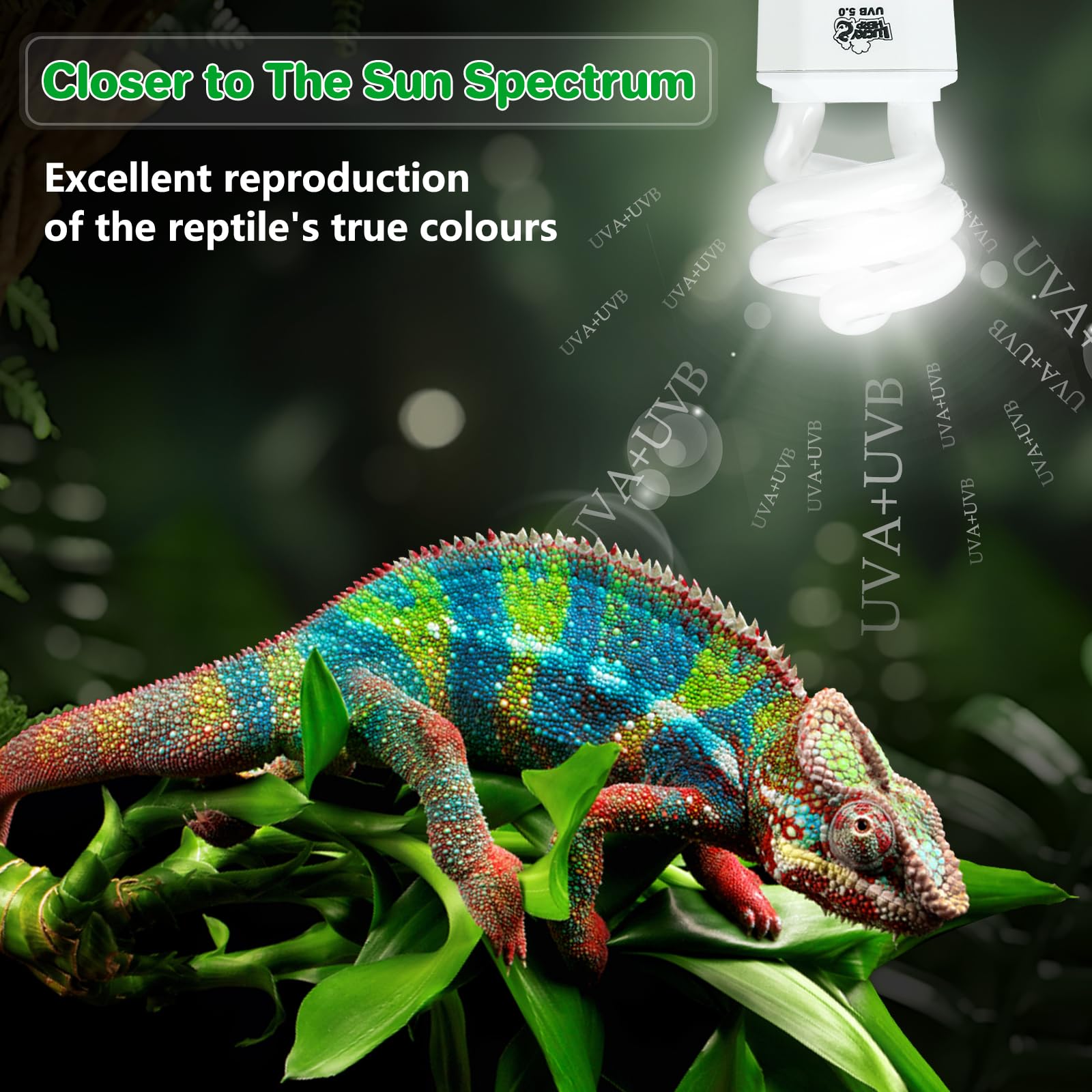 Lucky Herp Uva Uvb Reptile Light 5.0, Tropical Uvb 100 Compact Fluorescent Lamp, Uvb Light For Reptiles 15W, Uva Uvb Reptile Lig