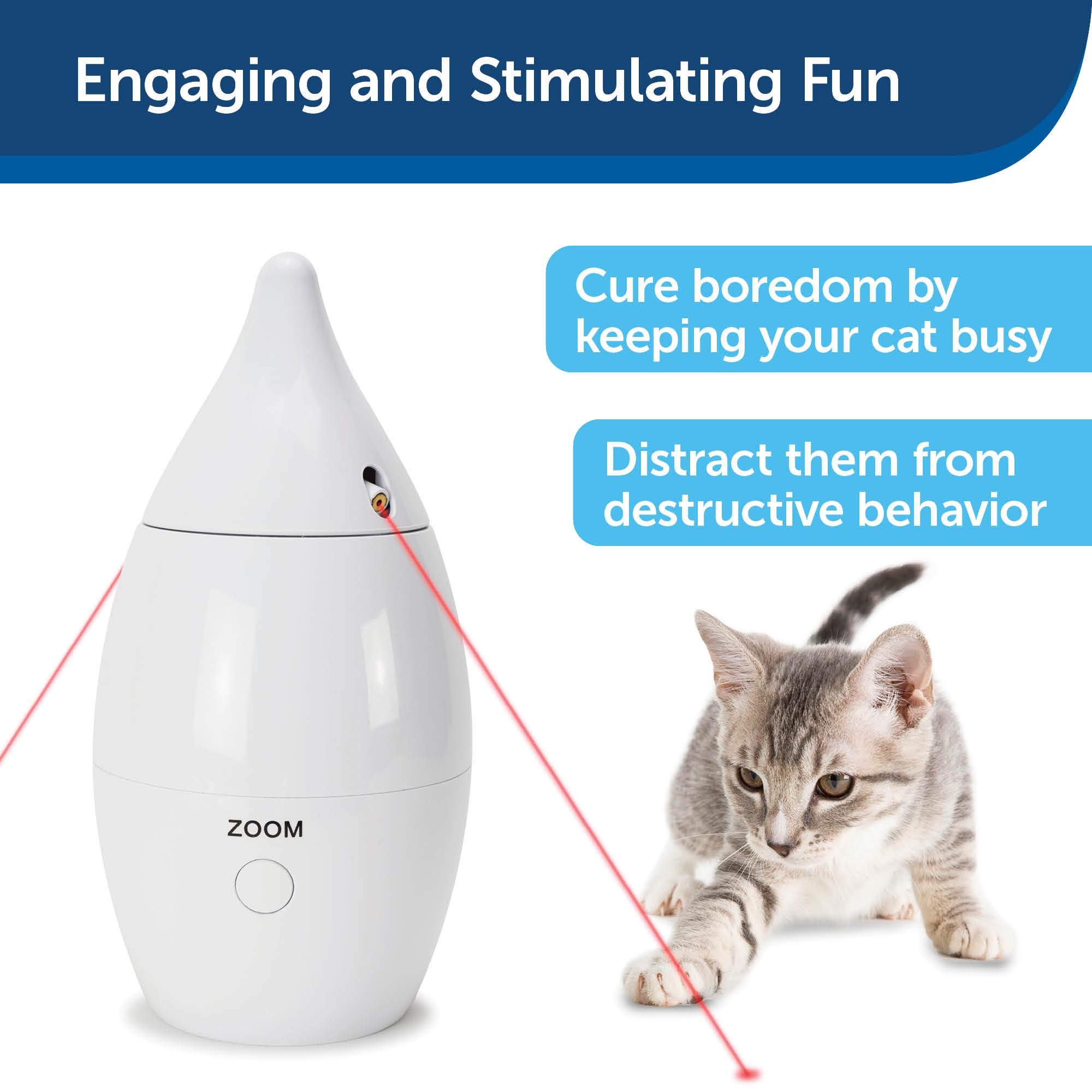 Petsafe Zoom Rotating Laser Cat Toy - Includes 2 Interactive Laser Lights