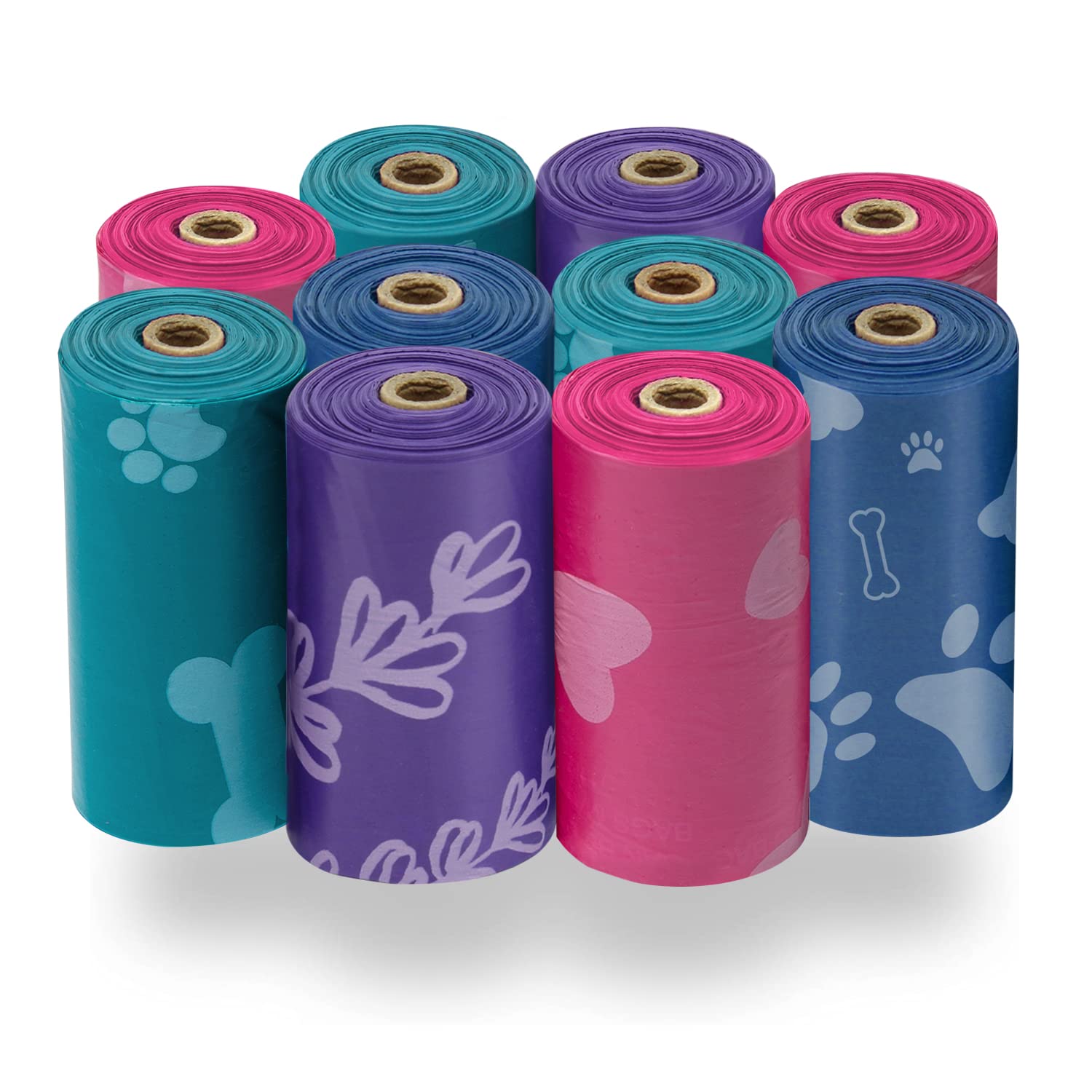 Best Pet Supplies Dog Poop Bags For Waste Refuse Cleanup, Doggy Roll Replacements For Outdoor Puppy Walking And Travel, Leak Proof And Tear Resistant, Thick Plastic - Assorted Colors, 150 Bags