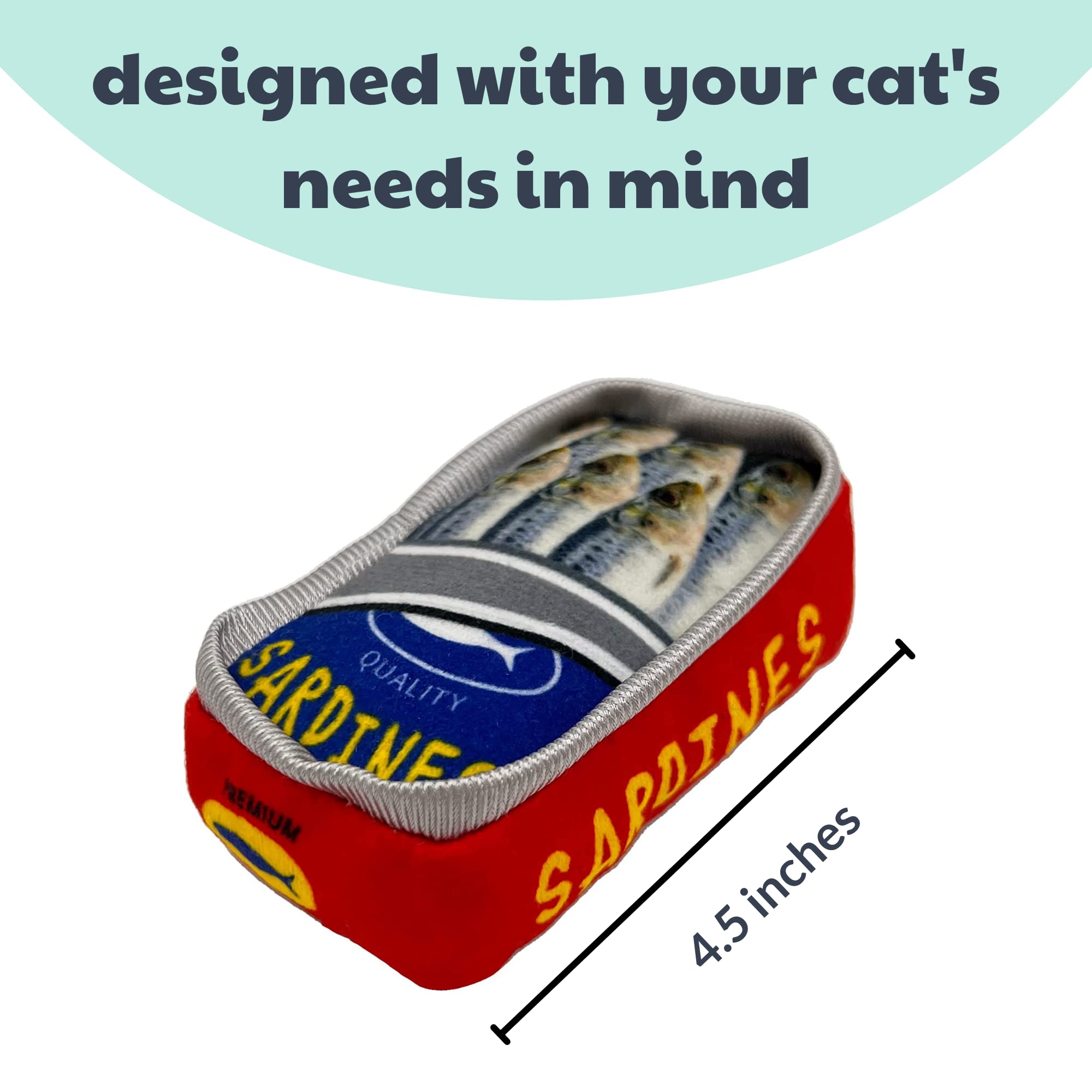 Huxley & Kent Plush Cat Toy - Sardine Tin - Snack Attack Strong Catnip Filled - Plush Interactive Kitten And Cat Toy With Catnip