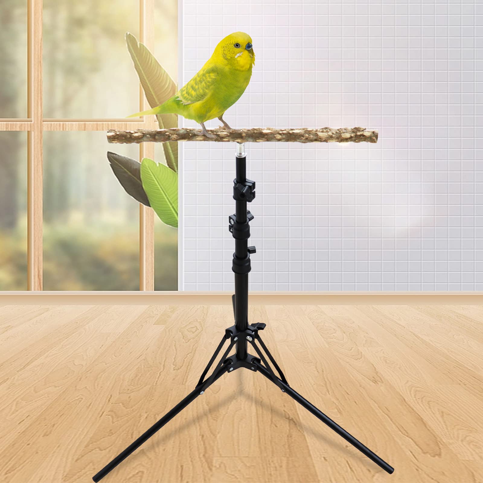 16-63 Inch Height Adjustable Bird Perch Stand, Natural Pepper Wood Parrot Perch Toy, Bird Training Perch Stand, Indoor And Outdoor Bird Stands For Small To Medium Bird
