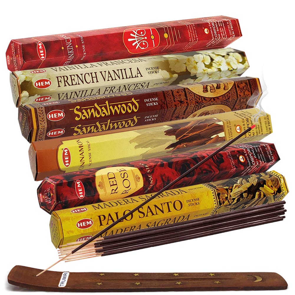 Hem Incense Sticks Variety Pack 22 And Incense Stick Holder Bundle With 6 Most Desired Fragrances