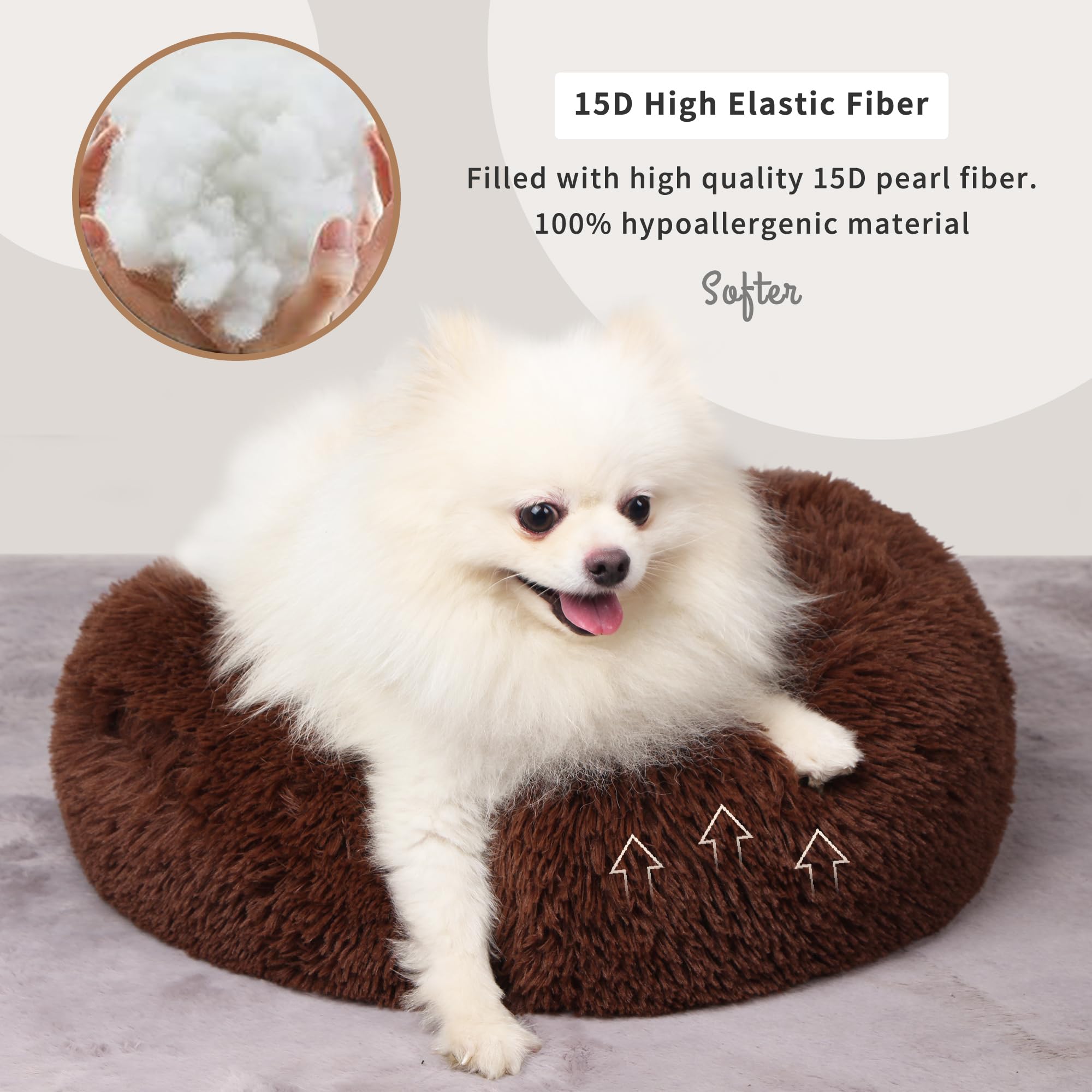 Nononfish Marshmallow Cat Bed Kawaii Cat Nest Bed For Indoor Cats Washable Fluffy Anti Anxiety Kitten Bed 19 Inches