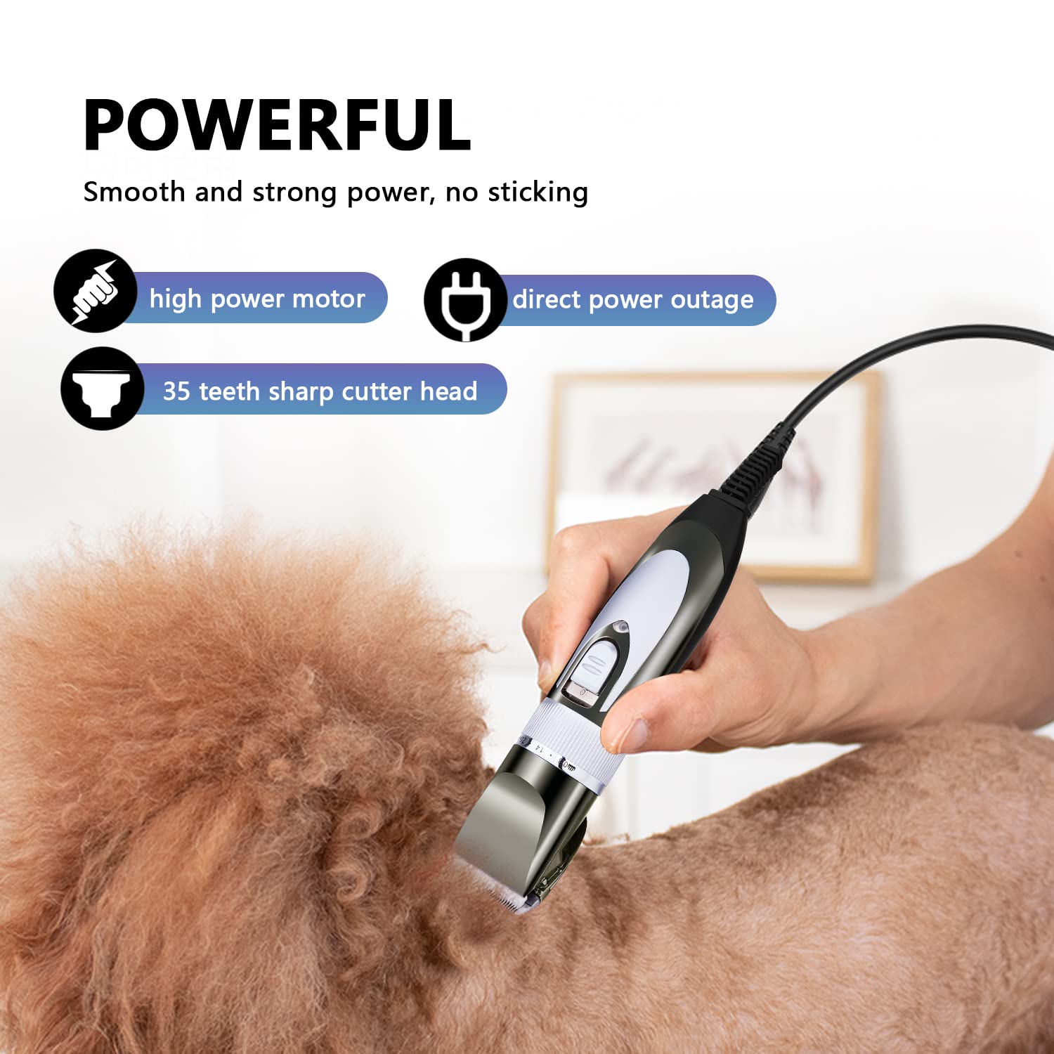 12V Professional Dog Clippers For Grooming, Electric Sheep Shears Pet Grooming Clippers For Thick Coat Heavy Duty Animal Hair Fu