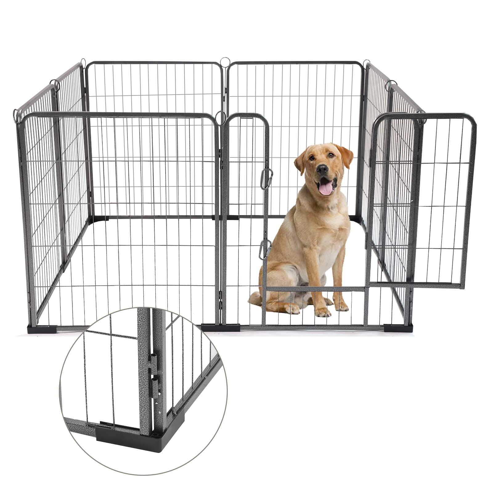 Dog Playpen Indoor & Outdoor Foldable Metal Pet Exercise Fence Pen With Door Gate,Dog Kennels For Small/Medium/Puppy Dogs,Rabbit