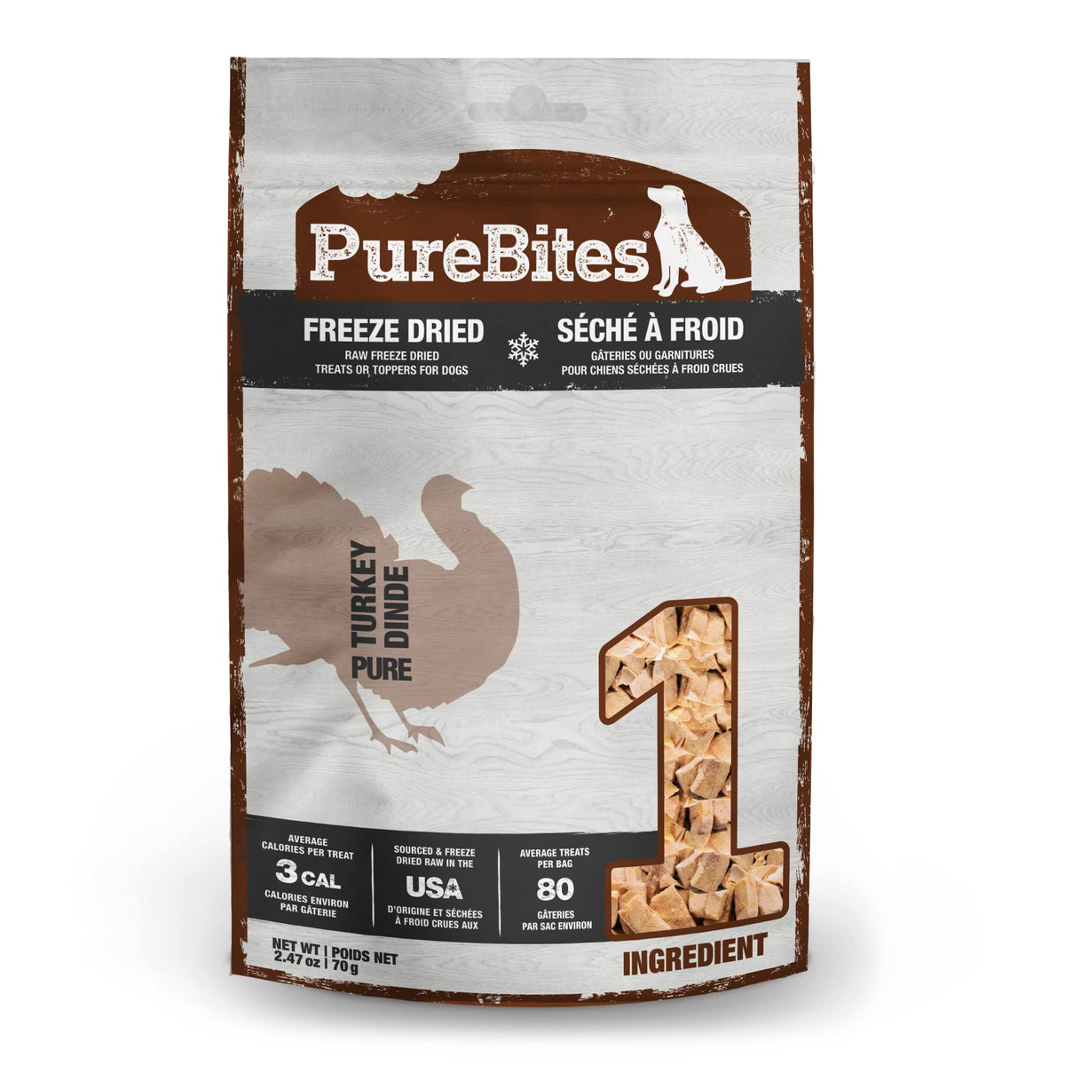 Purebites Freeze Dried Turkey Dog Treats 70G  1 Ingredient  Made In Usa (Packaging May Vary)