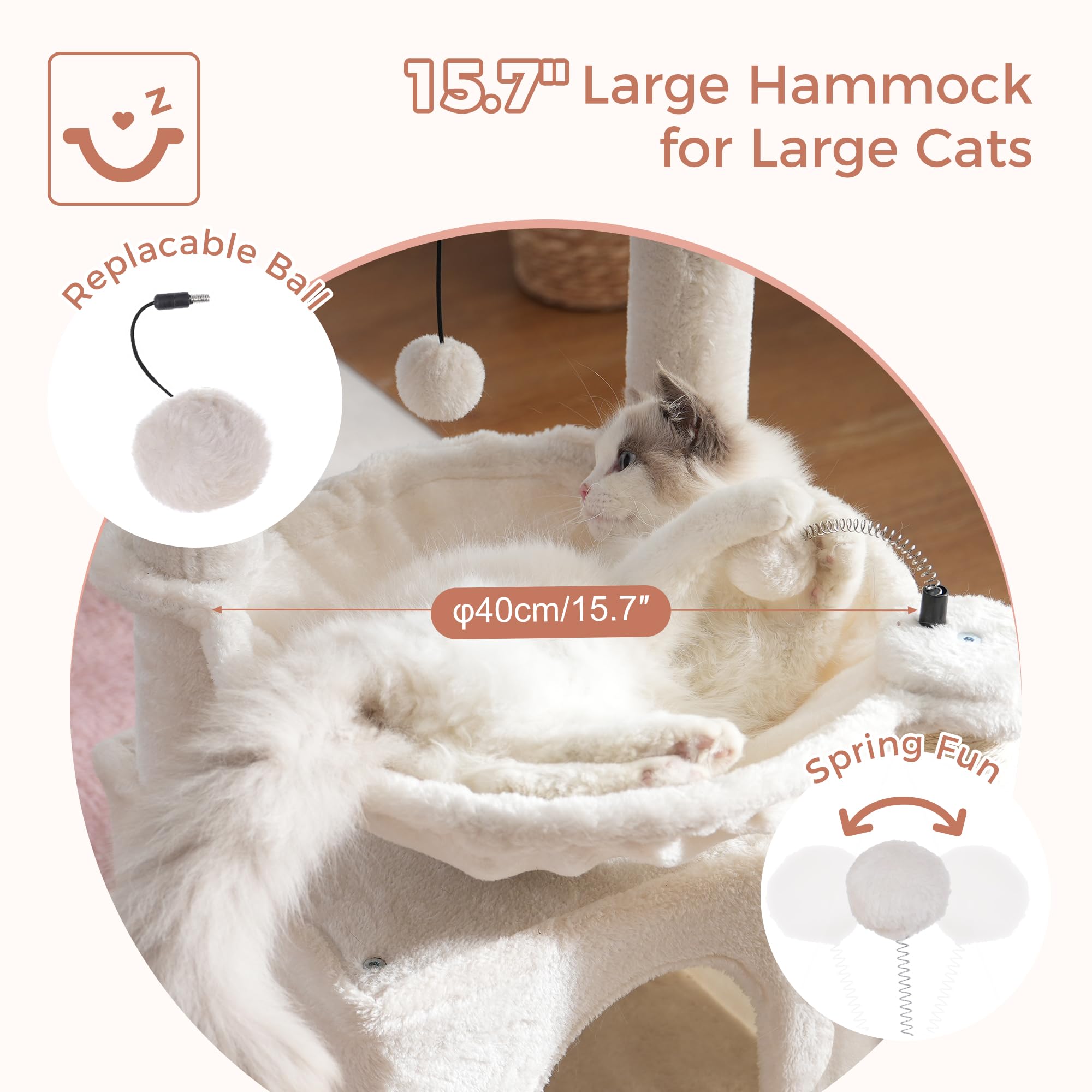 Pawfessor Cat Tree 32 Inches Small Cat Tree For Large Cats Adult Cat Tower With Scratching Post,15.7   Large Hammock And Self Gr