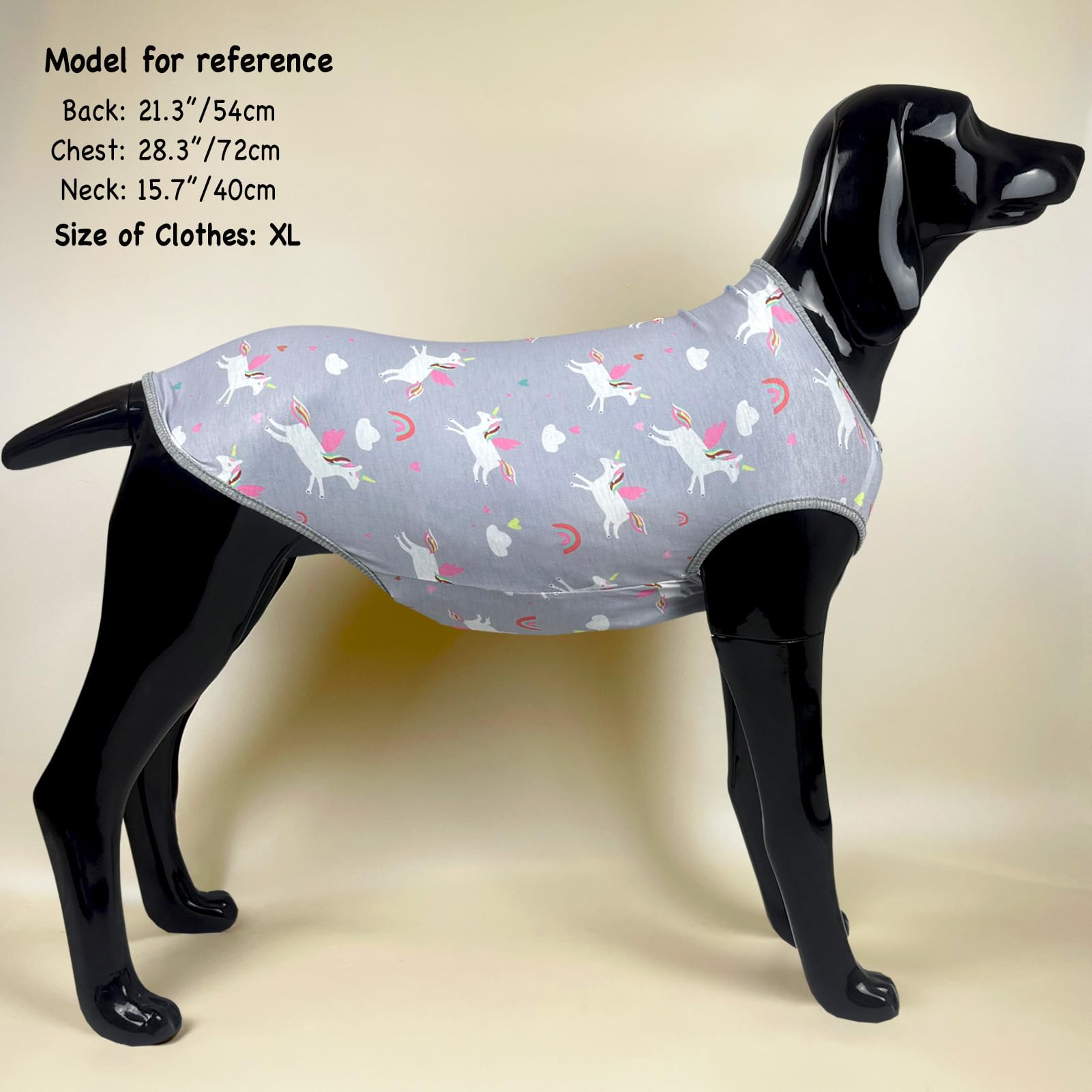 D.E.E Dog Shirt For Large Dogs Summer Cotton Dog Clothes Lightweight Tank Top Female Big (Vunicorngray, 2Xl)