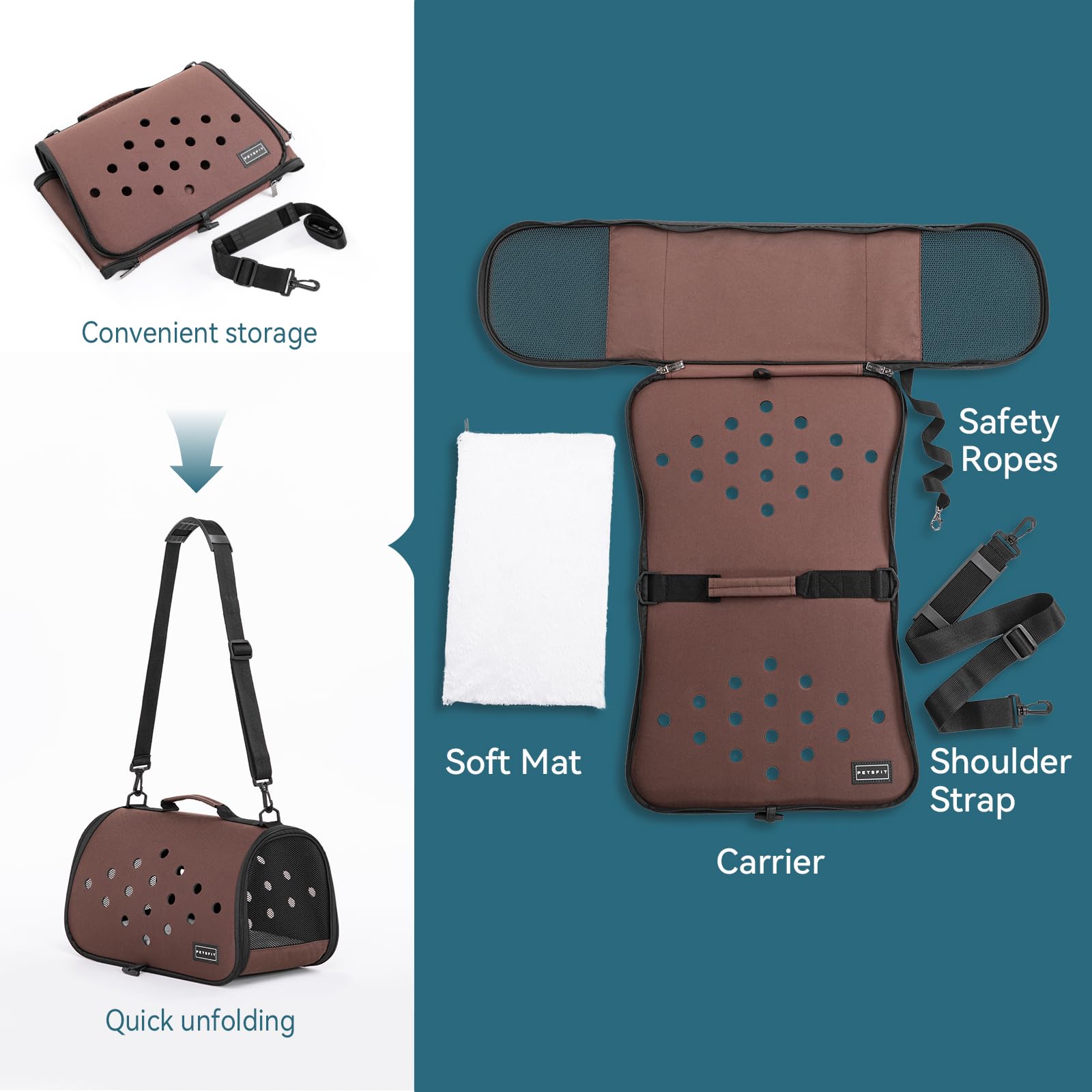 Petsfit 16 X 9 X 9 Inches Rabbit Carrier, Portable Bunny Carrier With Ventilation Holes, Guinea Pig Carrier For Small Animals, Chinchilla, Hedgehog, Squirrel