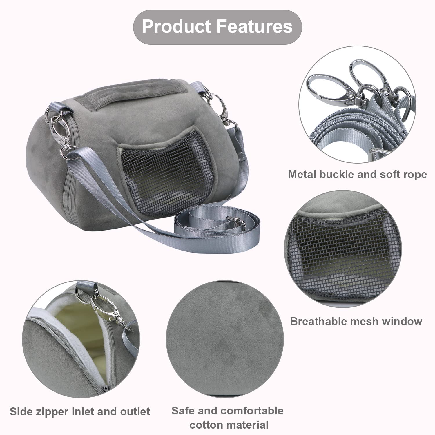 Litewoo Hamster Travel Carrier Portable Outgoing Breathable With Adjustable Shoulder Strap Pet Carrying Bag For Sugar Glider Hamster Rat Chipmunk