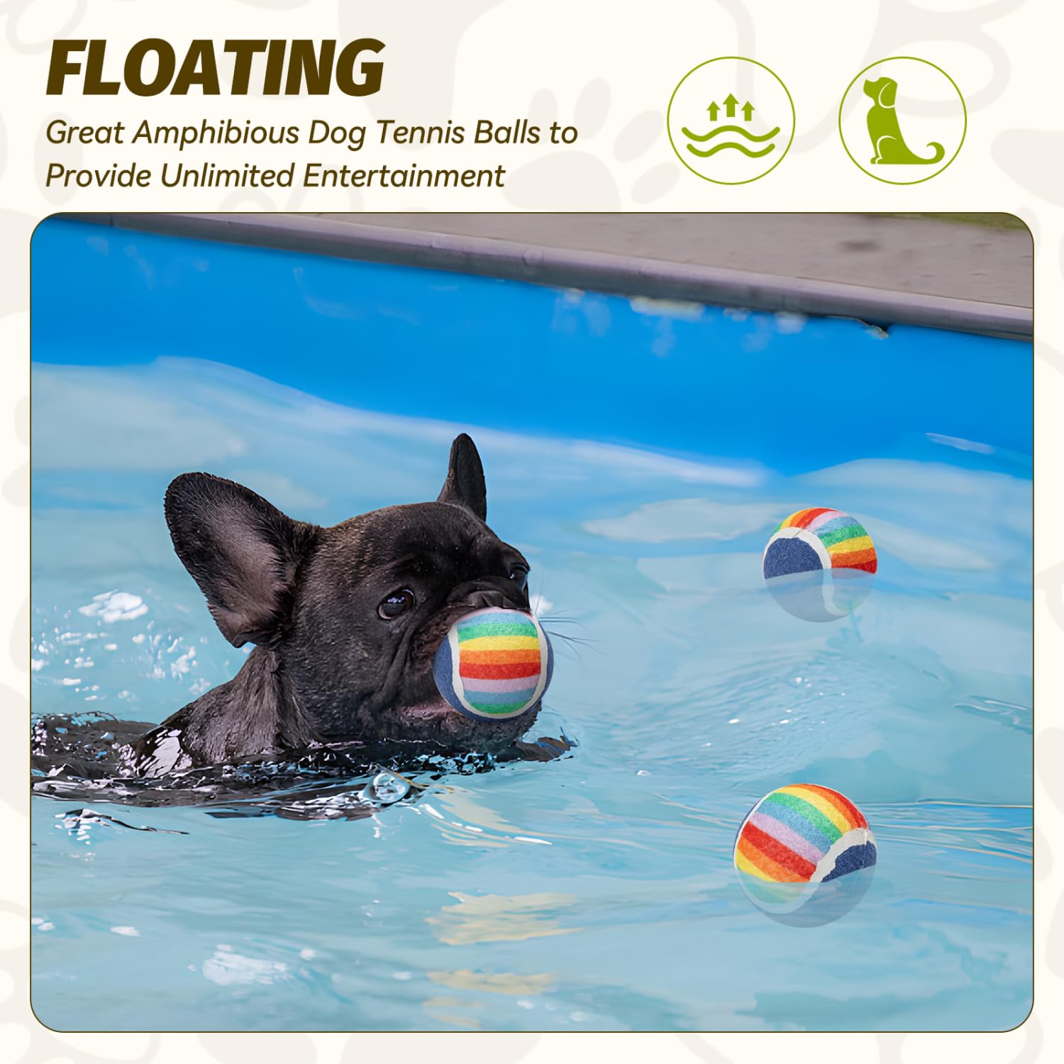 Nobleza Squeaky Tennis Balls for Dogs, 12 Pack 2.5'' Floatable Dog Tennis Balls for Small Medium Dogs, Training Safe Natural Rub
