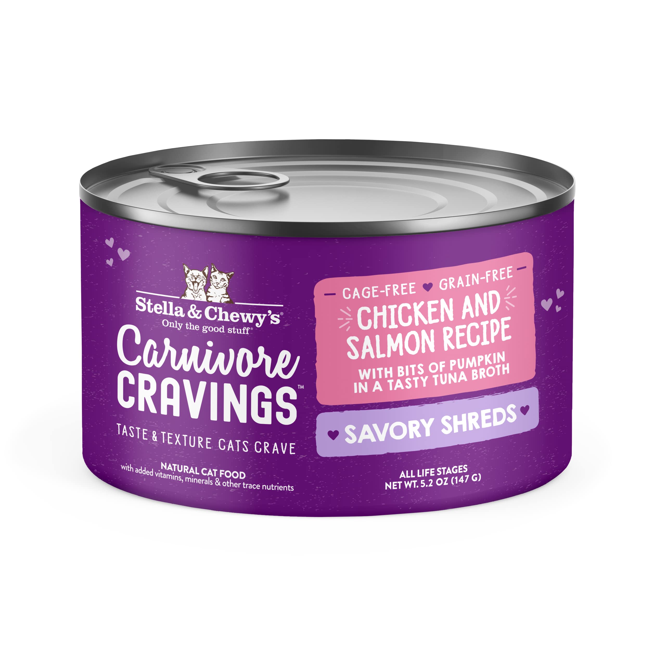 Stella & Chewy s Carnivore Cravings Savory Shreds Cans - Grain Free, Protein Rich Wet Cat Food - Cage-Free Chicken & Wild-Caugh