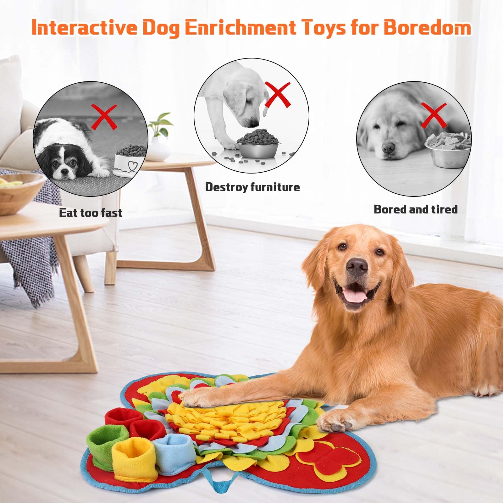 Yummy Sam Snuffle Mat for Small and Medium Dogs, 2 in 1 Portable Interactive Nose Smell Training Sniffing Pad with Puzzle Toys f