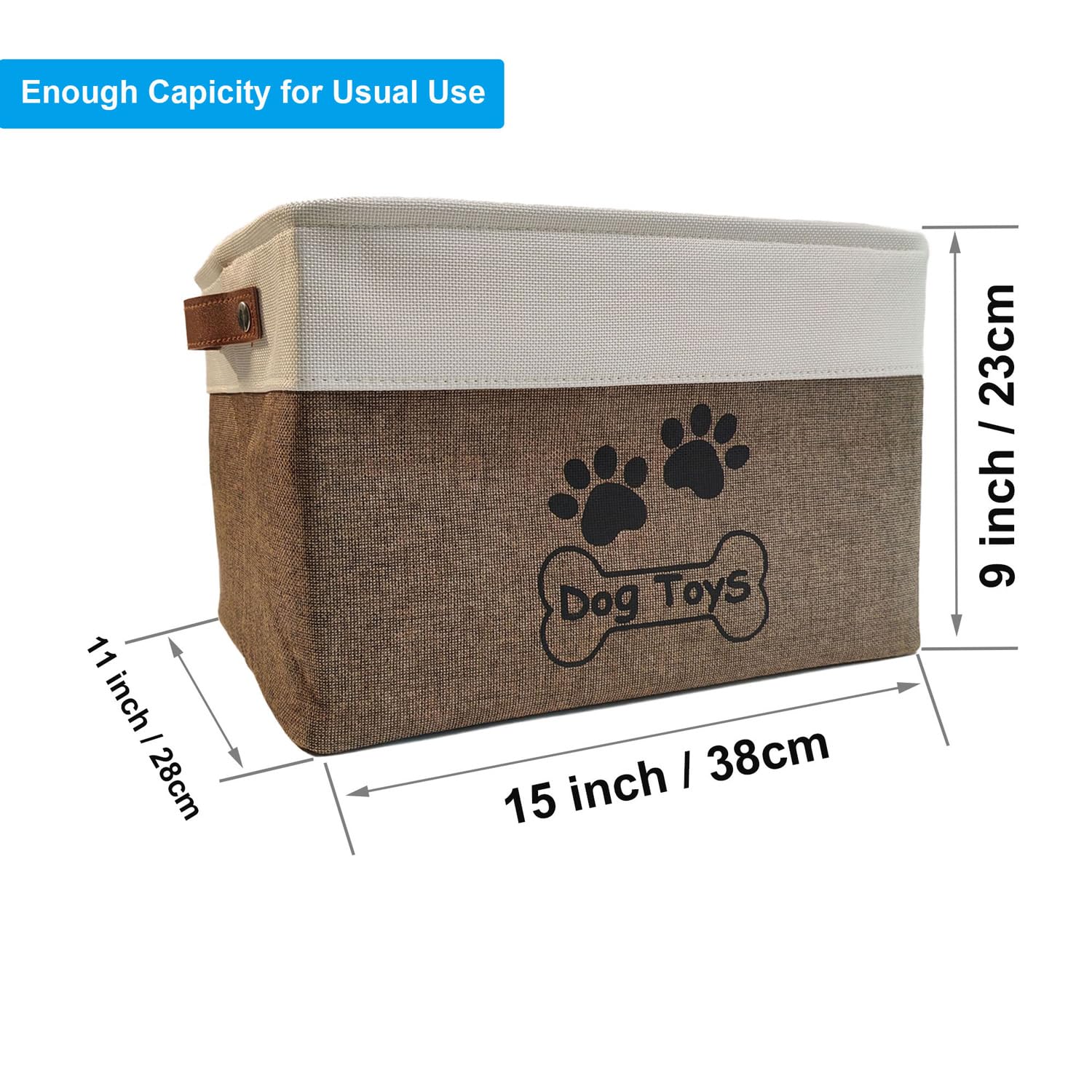 CPAKOWLGOO Dog Toy Basket Collapsible Dog Toy Box with Handles Foldable Dog Toy Bin for Pet Toys,Accessories