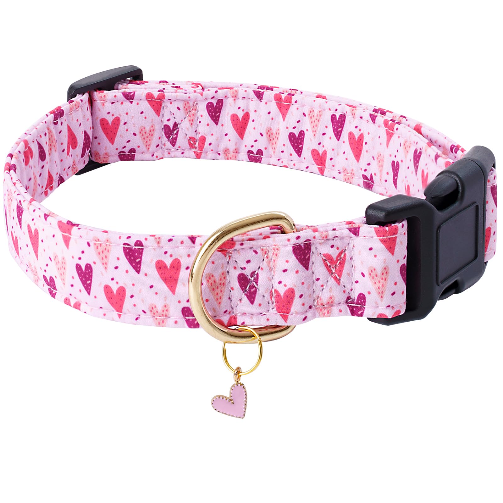Faygarsle Dog Collar For Small Medium Large Dogs Cute Puppy Collars Valentine'S Day Heart Print Dog Collar Pink And Purple Heart
