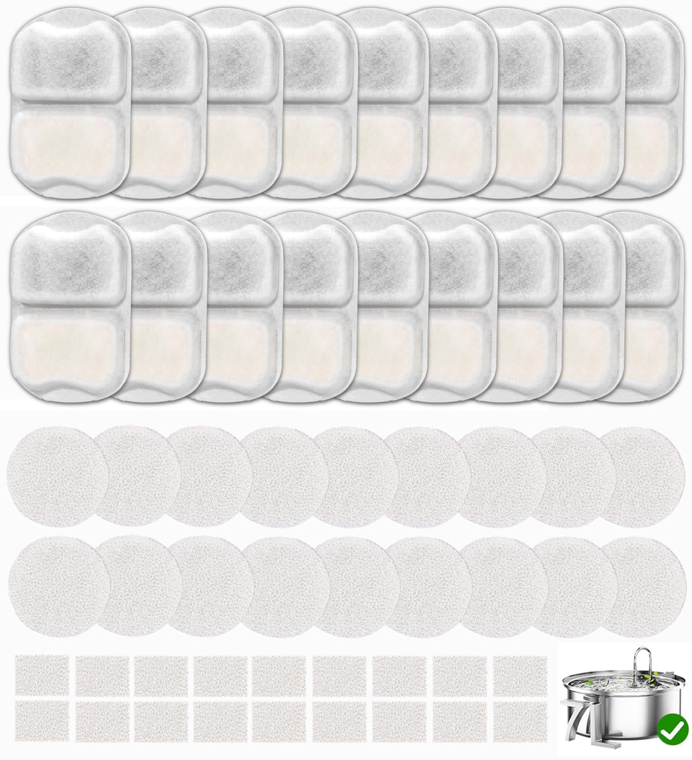 18 Sets Pet Dog Water Fountain Filter Replacement Compatible with Oneisall 7L/230oz Stainless Steel Dog Dispenser - Filtered Dog