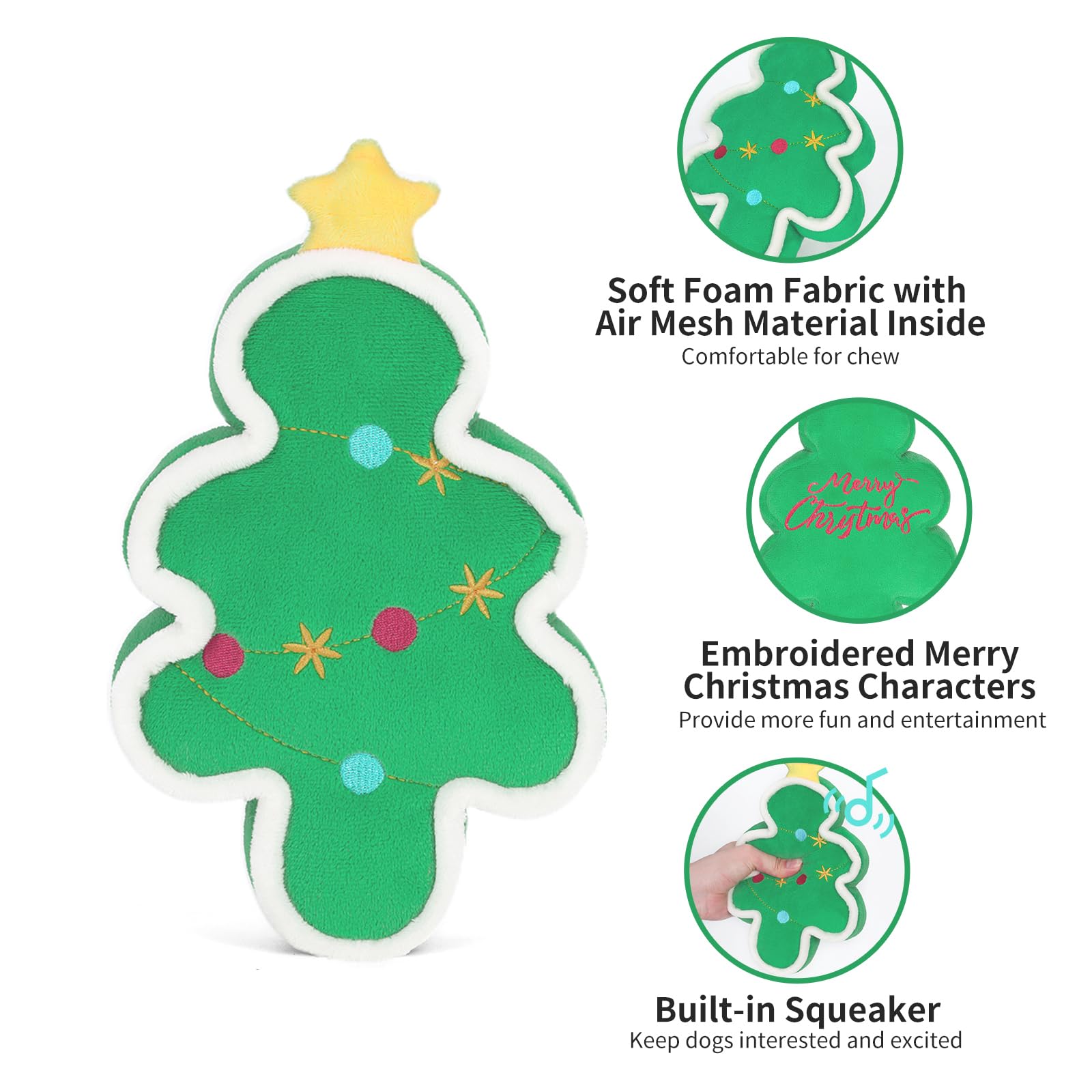 Dododola Dog Toys Squeaky Christmas Tree Gift Plush Dog Toys Stuffed Dog Toys With Crinkle Paper For Large Dogs Medium Puppy