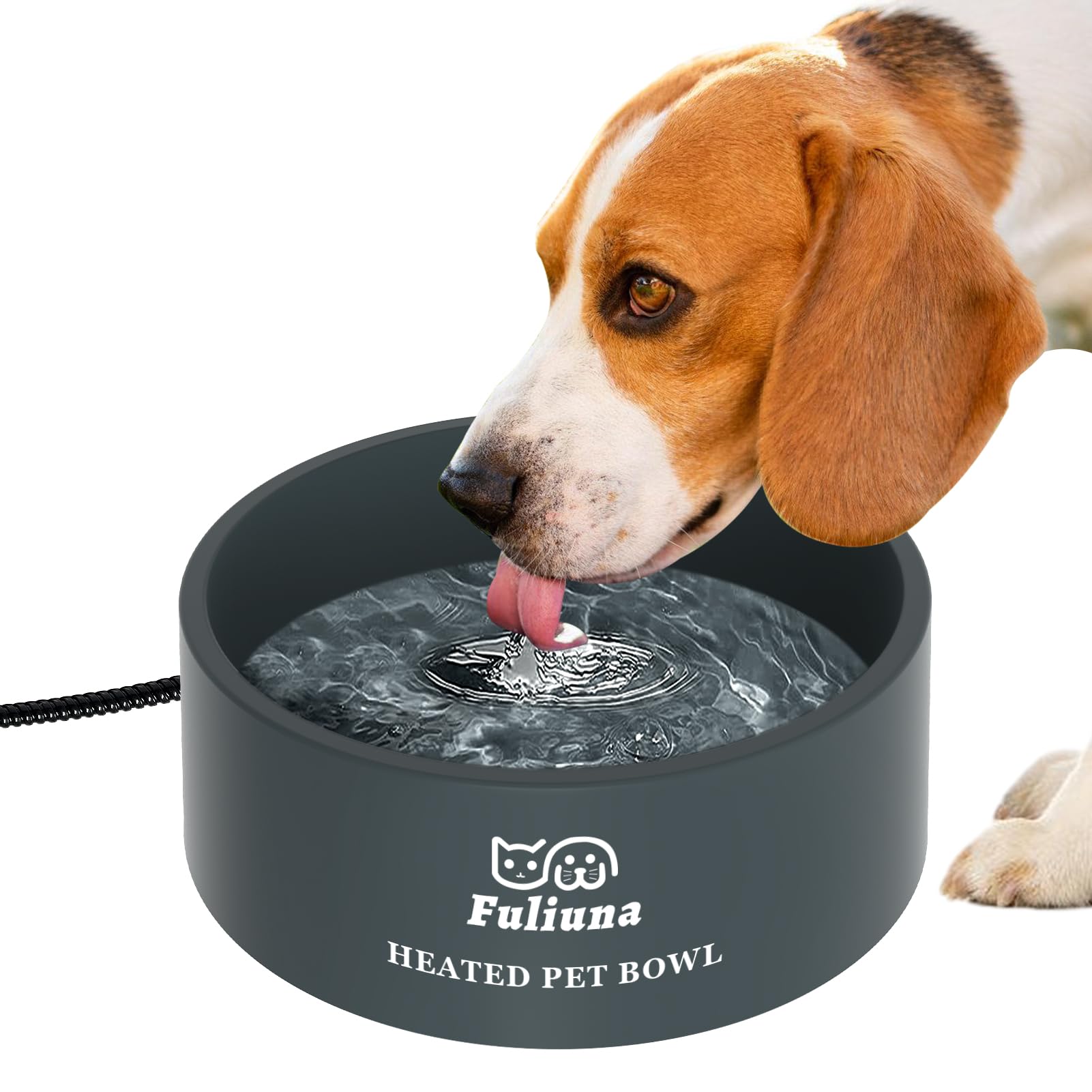 Fuliuna Heated Water Bowl, Outdoor Heated Dog Bowl With Chew Resistant Power Cord, Thermal Bowl Provide Drinkable Water In Winte