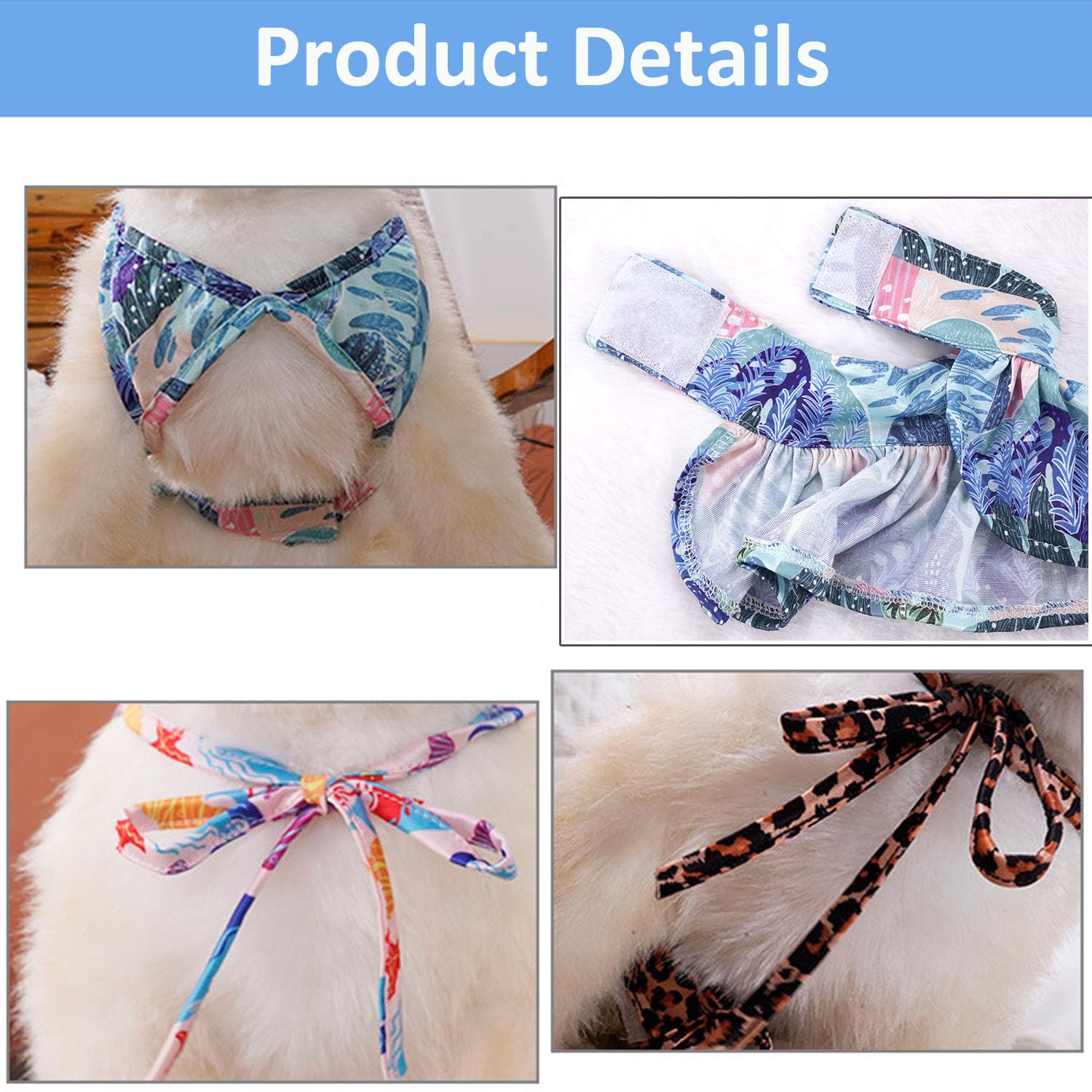 Dog Bikini Swimsuit Summer Puppy Bathing Dress Beach Clothes Cat Costume For Puppy Dog Cat (M, Brown Leopard)