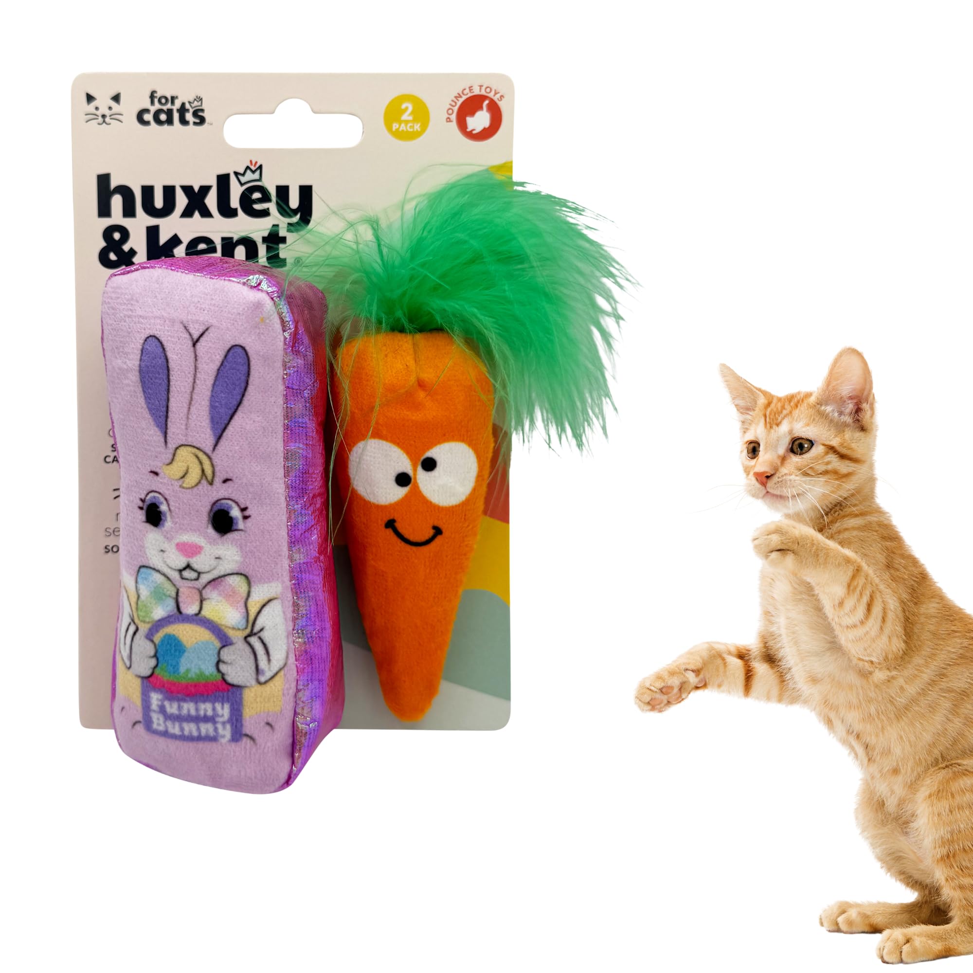 Huxley & Kent 2-Pack Plush Cat Toys - Hoppy Easter - Easter Spring Strong Catnip Filled - Plush Kitten And Cat Toy With Catnip A