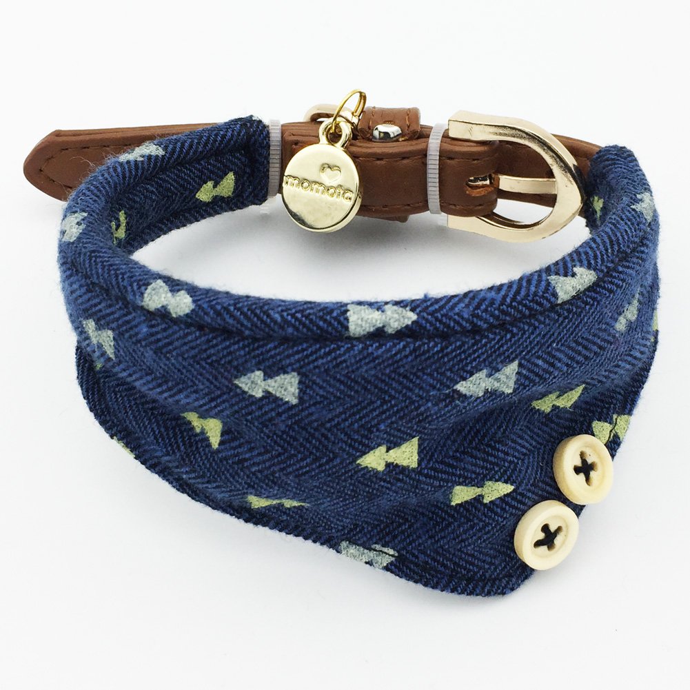Petfavorites Small Dog Costume Collar - Plaid Bowtie Kitten Bandana Collar For Halloween - Teacup Yorkie Chihuahua Clothes Outfits Accessories, Adjustable (Navy Note Scarf, 8.7 To 11-Inch)