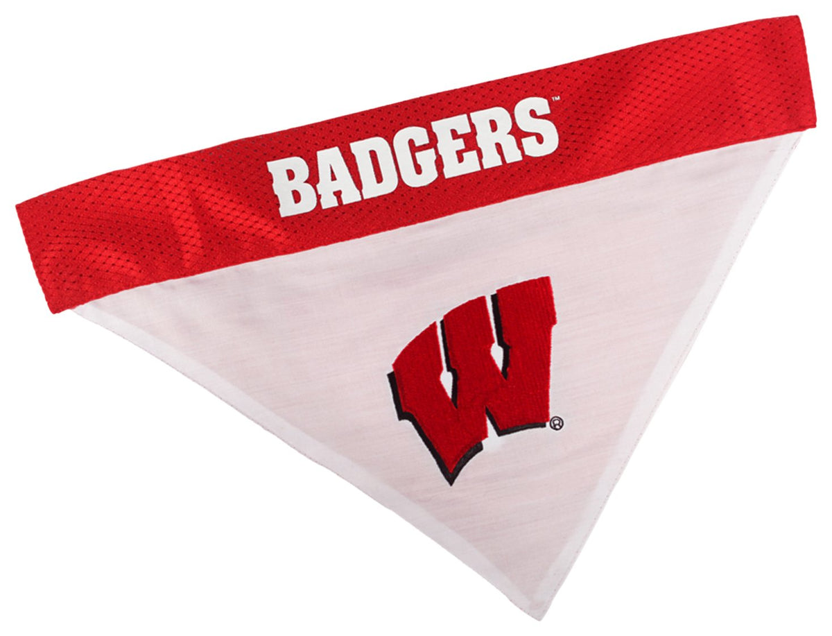 Pets First Collegiate Pet Accessories, Reversible Bandana, Wisconsin Badgers, Small/Medium