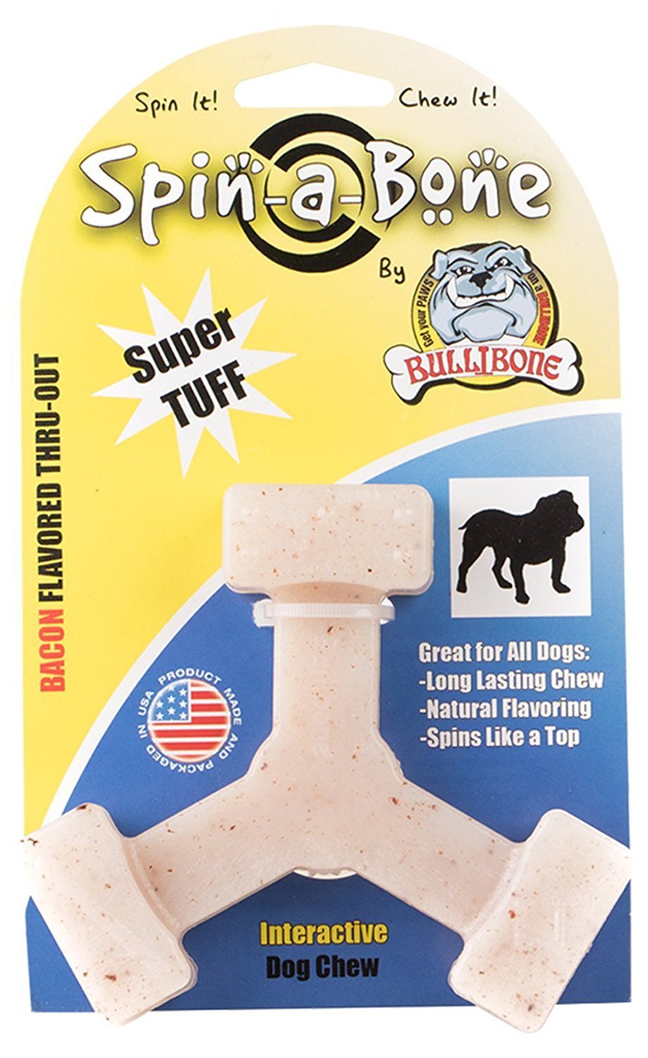 Bullibone Nylon Dog Chew Toy Spin-A-Bone - Interactive Dog Toy, Triggers Natural Instincts, And Improves Oral Health