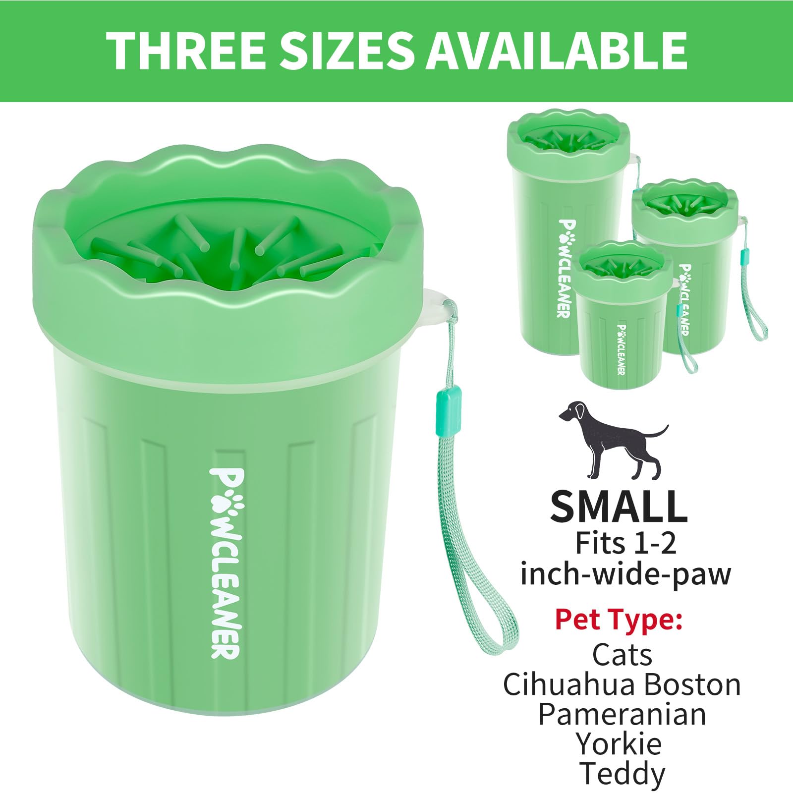 Dog Paw Cleaner For Dogs, (With 3Pcs Absorbent Towels & Adjustable Bath Brush) Dog Paw Washer, Pet Foot Cleaner (Light Green, Sm
