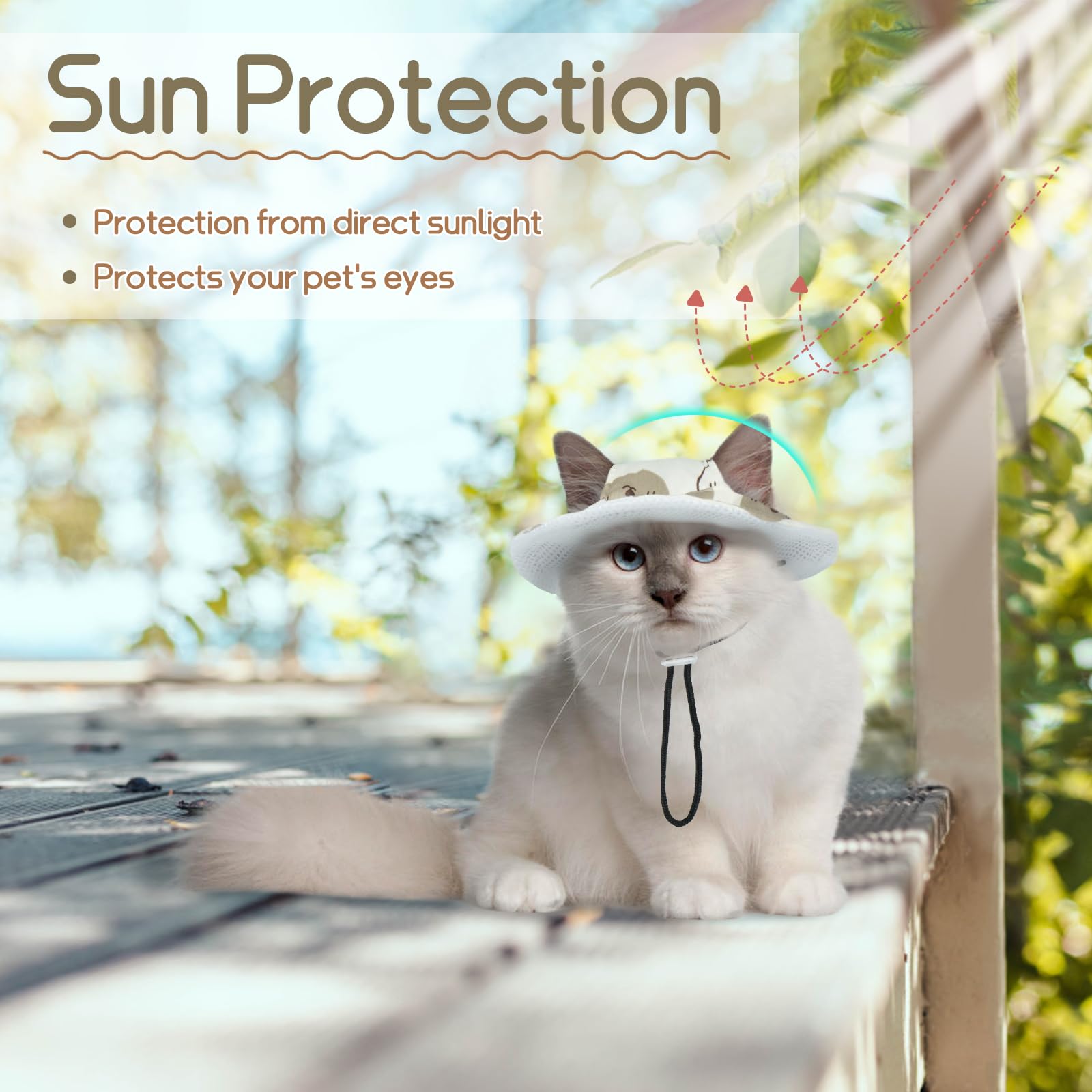 T'Chaque Cat Hats For Cats Only, Cat Sun Hat With Ear Holes, Mini Sombrero For Kittens, Breathable Summer Cap, Outdoor Sun Prote