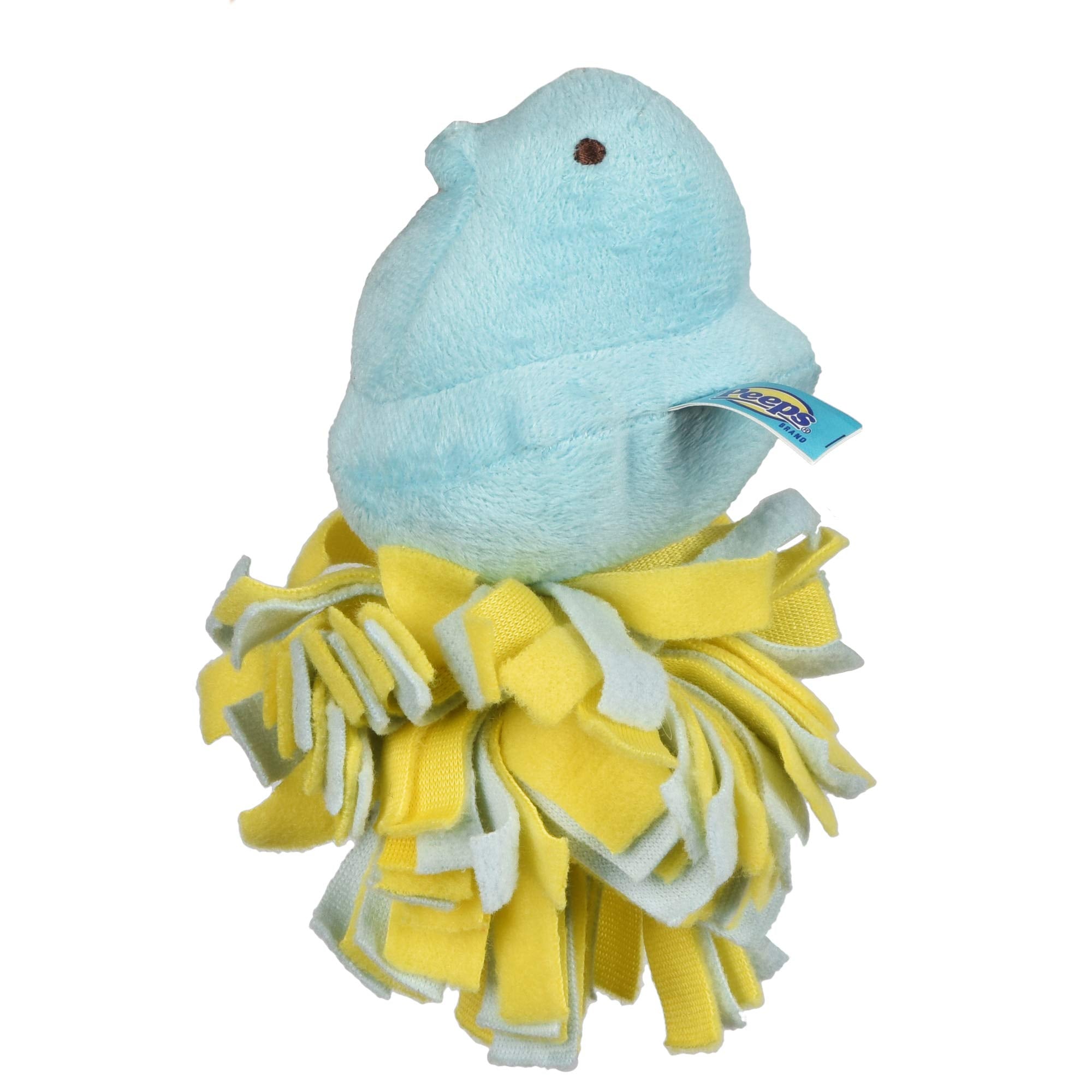 Peeps For Pets Plush Chick Fleece Bottom Dog Toy In Blue And Yellow Blue Peeps Chick Dog Toys, Small Plush Dog Toys With Squeake