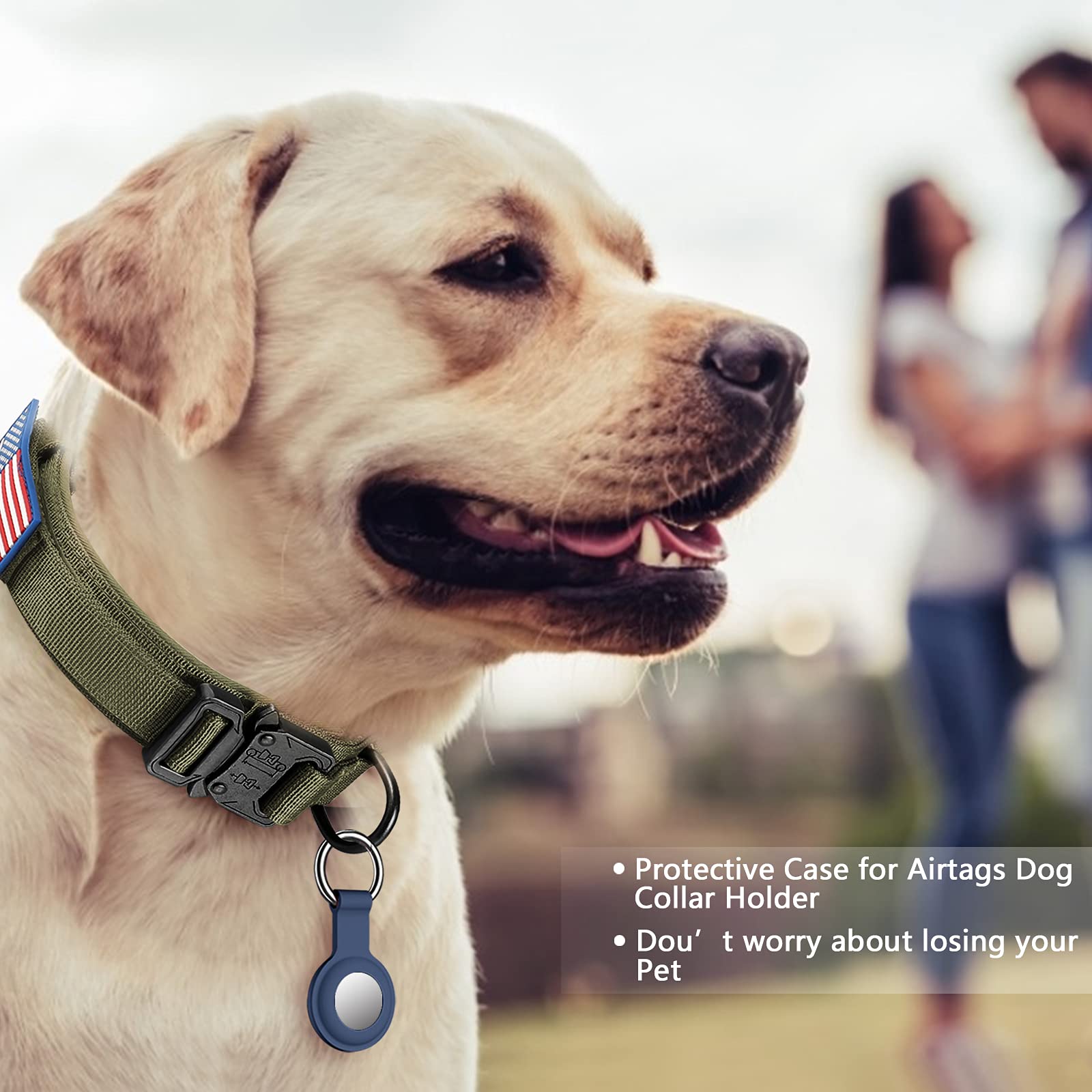 Daganxi Tactical Dog Collar, Adjustable Military Training Nylon Dog Collar With Control Handle And Heavy Metal Buckle For Medium And Large Dogs, With Patches And Airtags Case (Xl, Green)