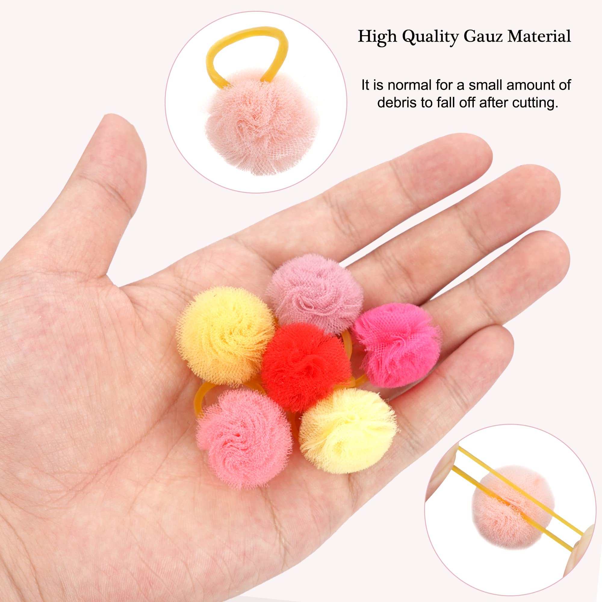 Qearl 48 Pcs Colored Ball Bows With Rubber Bands - Pet Hair Accessories For Dog, Puppy, And Cat Grooming