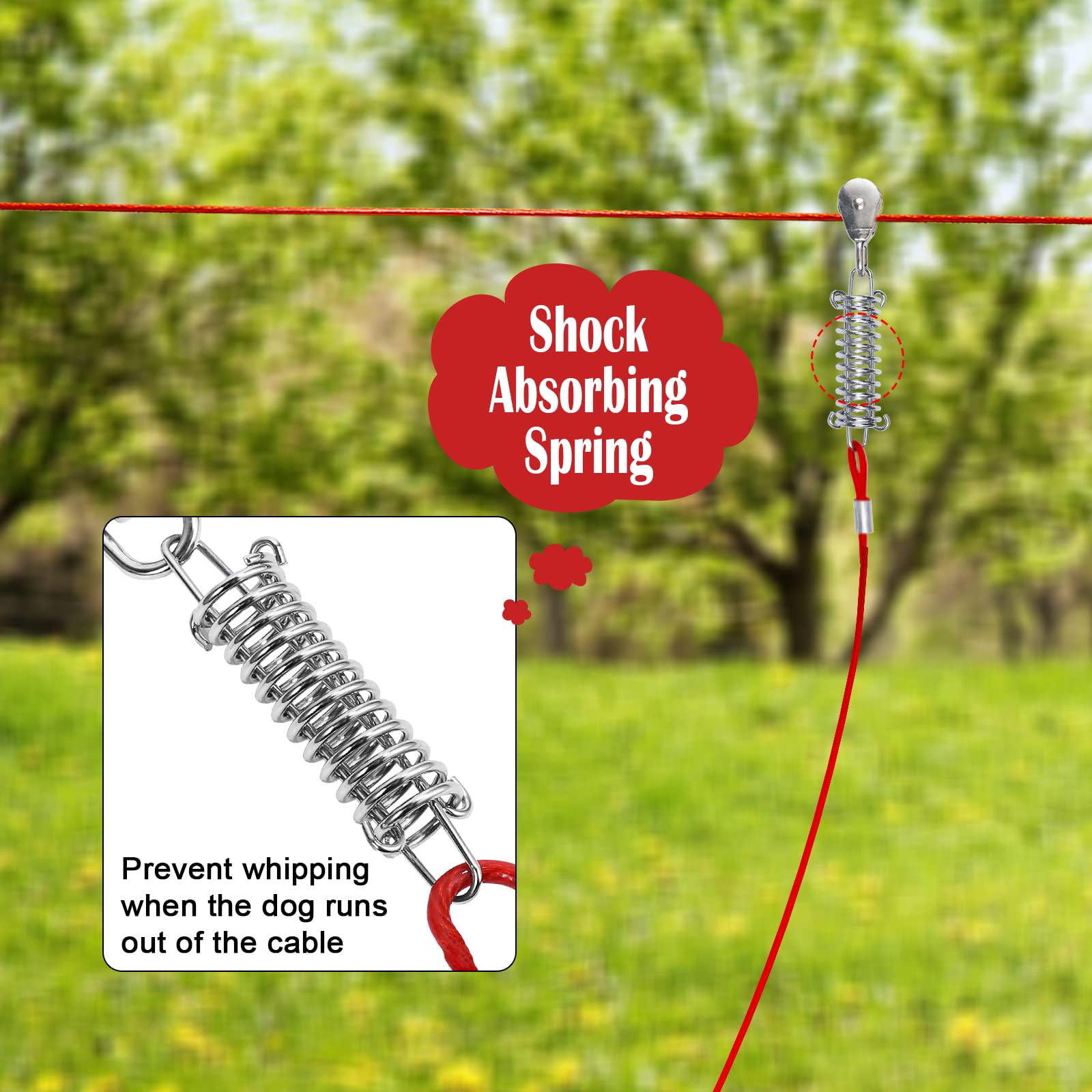 Luffwell Dog Run For Yard, 100Ft With 10Ft Tie Out Cable, Heavy Duty For Large Dogs, Supports 250 Lbs