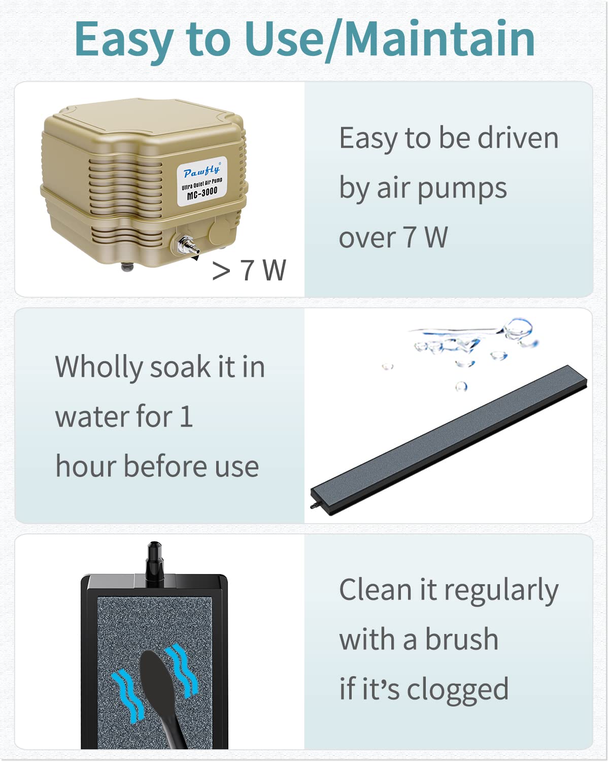 Pawfly 12 Inch Air Stone Grey Mineral Bubble Stone Bar Diffuser Bubbler Airstones For Aquarium, Fish Tank, And Pump