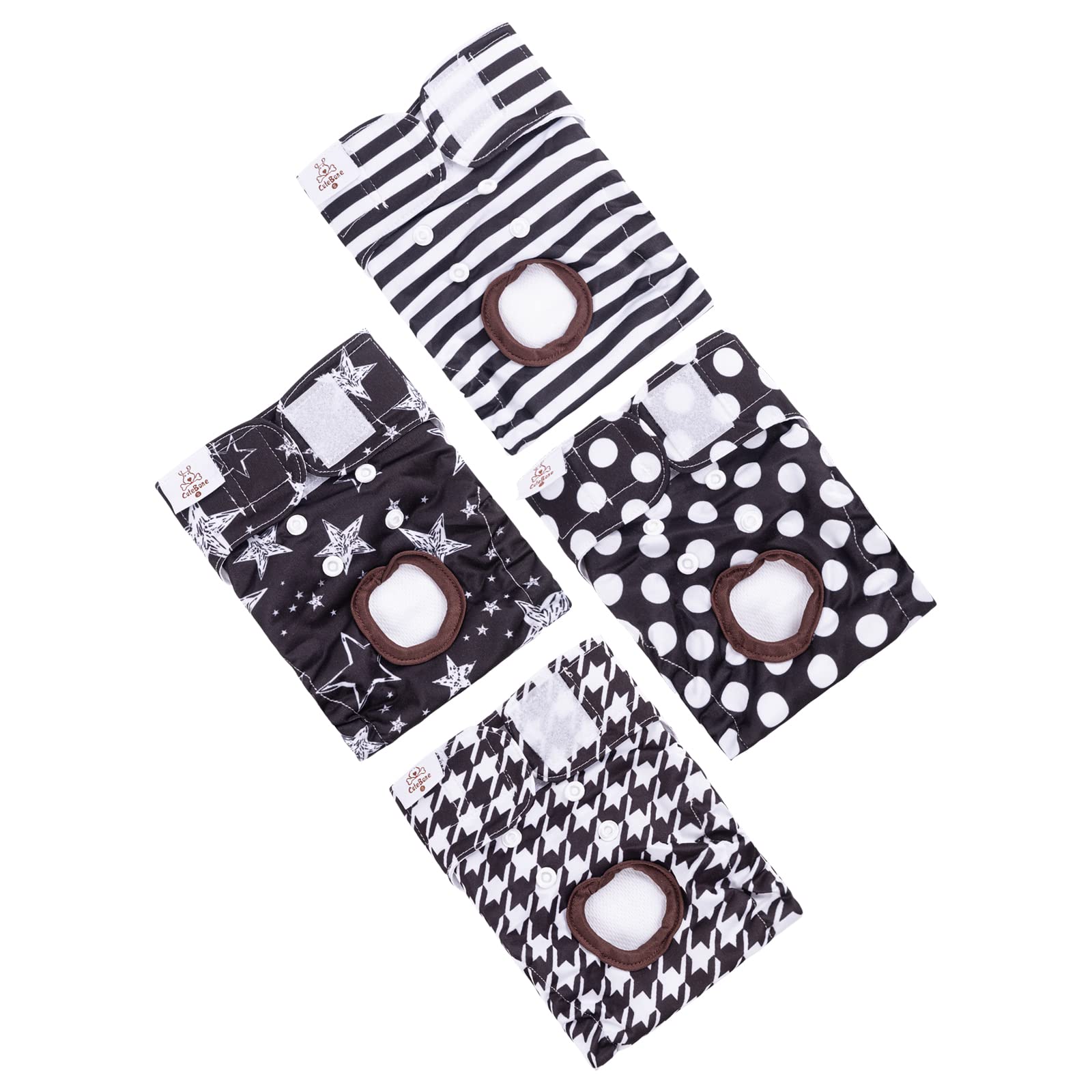 Cutebone Washable Female Dog Diapers 4 Pack Reusable Doggie Heat Diapers For Period Fmg01Xs