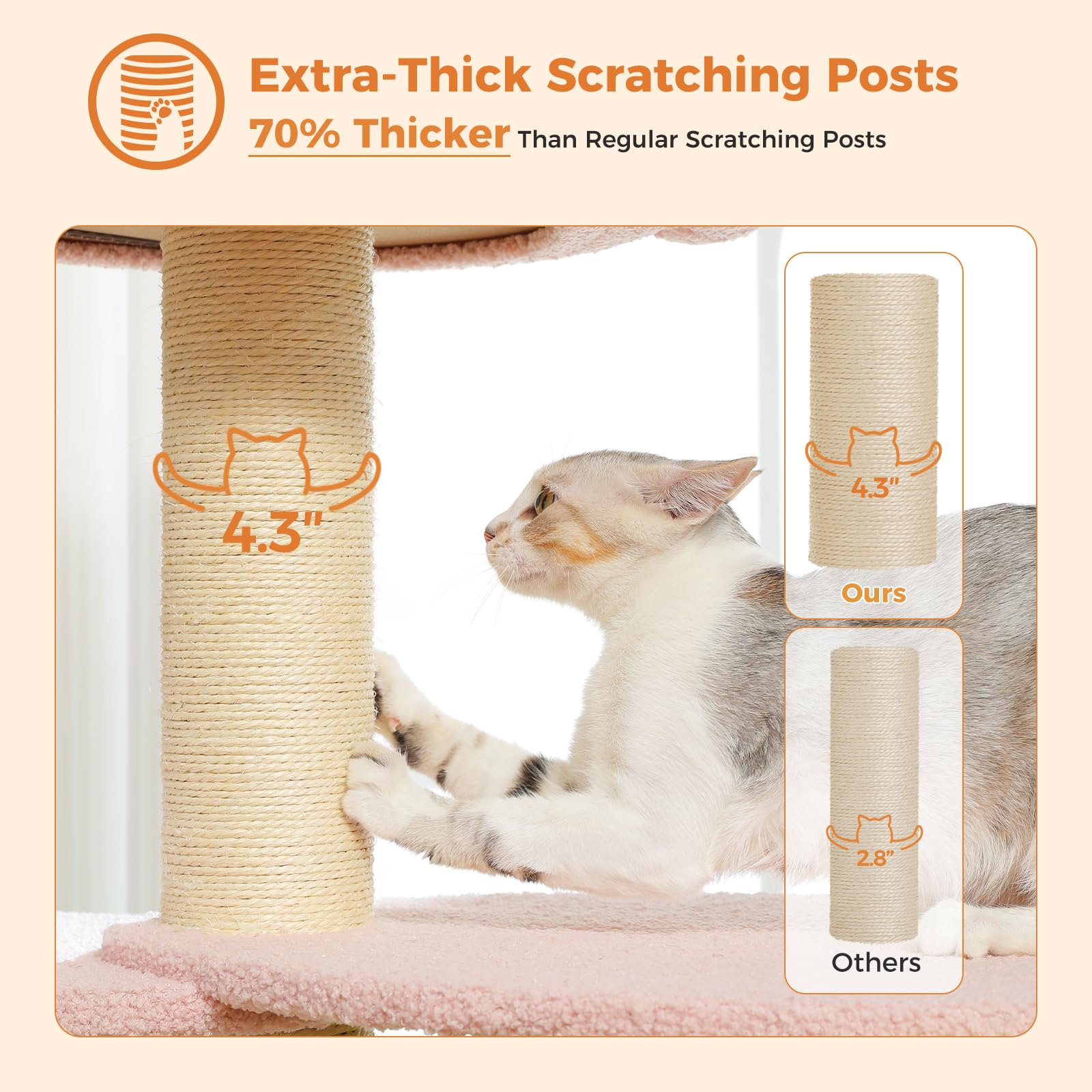 Uymi Flower 50-Inch Heavy-Duty Cat Tree For Large Cats - Sturdy Cat Tower With Extra-Thick Scratching Posts (F4.3), Spacious Con