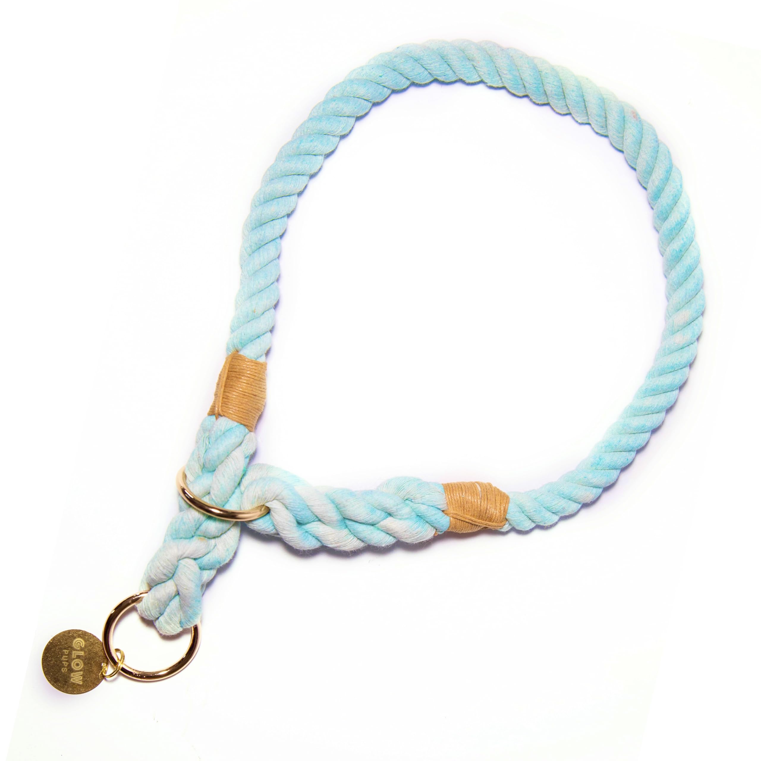 Glow Pups Rope Dog Collar, Ombre Slip Collar For Training, Durable Twisted Rope Construction, Adjustable Fit For Medium Dogs, Li