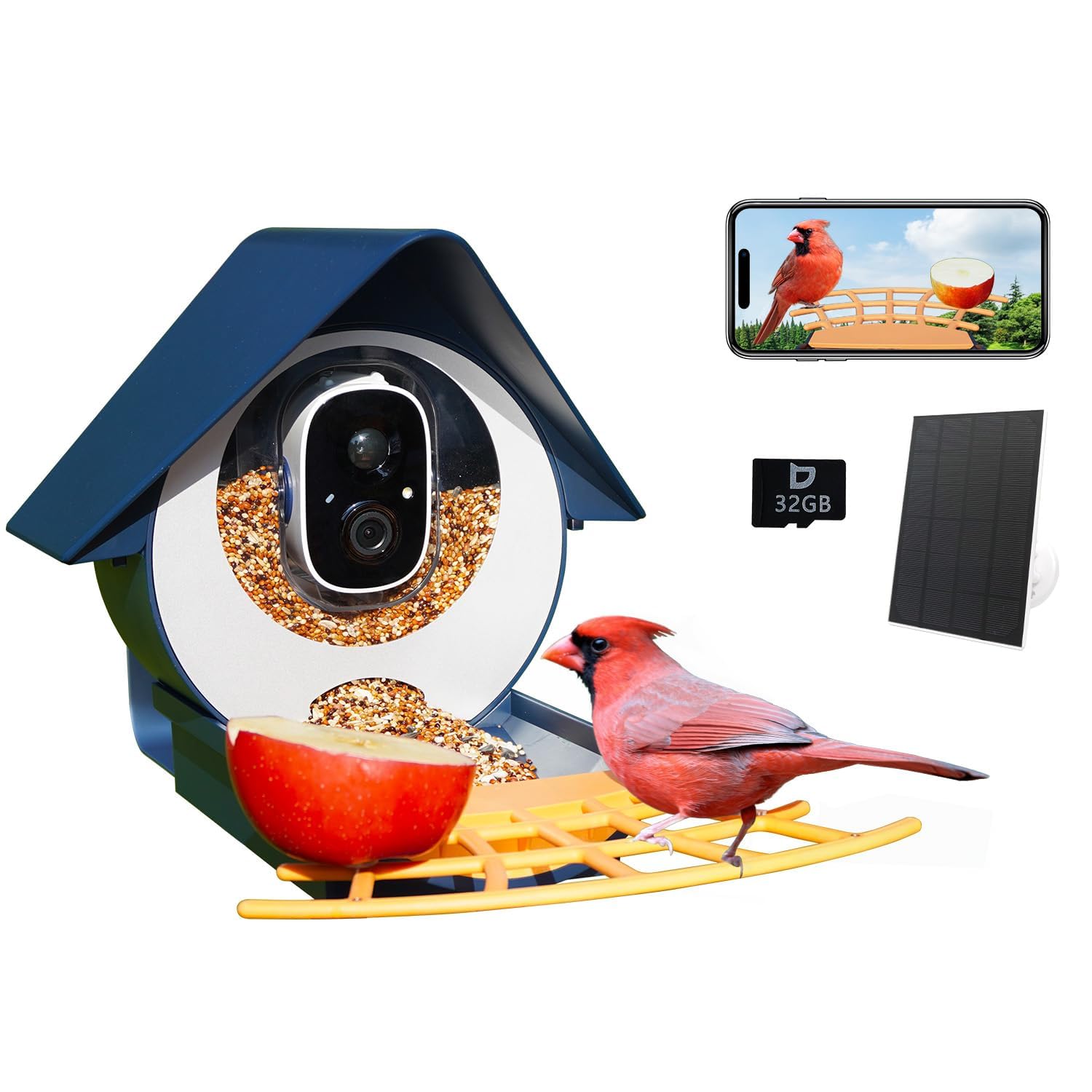 Birdkiss Smart Bird Feeder with Camera, AI Identify Bird Feeder Camera with Solar Pannel, Auto Capture Bird Full HD Videos & Ins