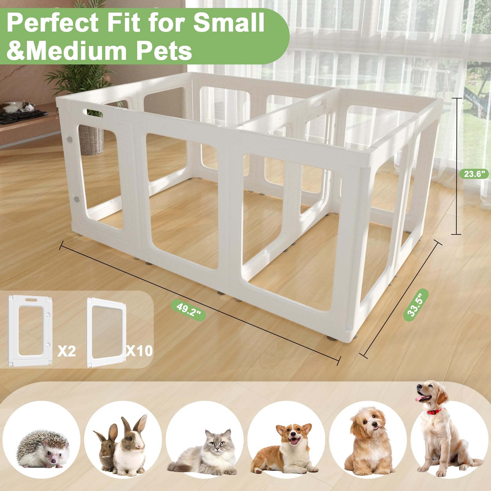Theyfirst Clear Acrylic Dog Playpen With Door, 23.6'' Tall Pet Play Pen Indoor For Cat Bunny Small Animals, Transparent Puppy Fe