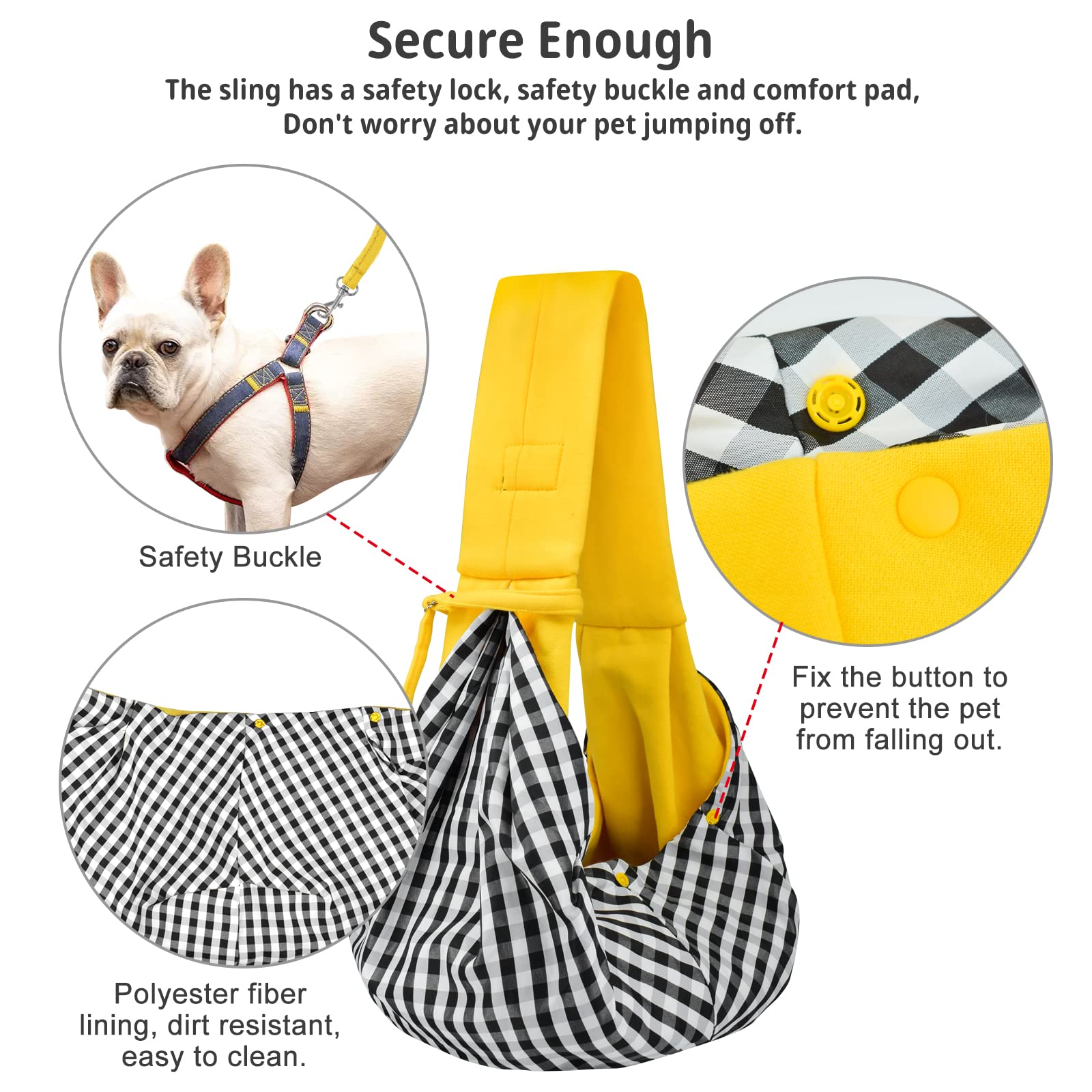 Cuby Swaddle Dog Sling Carrier For Small Dogs, Front Pet Sling Carrier Chest,Hands Free Adjustable Cat Sling Carrier Soft Cotton